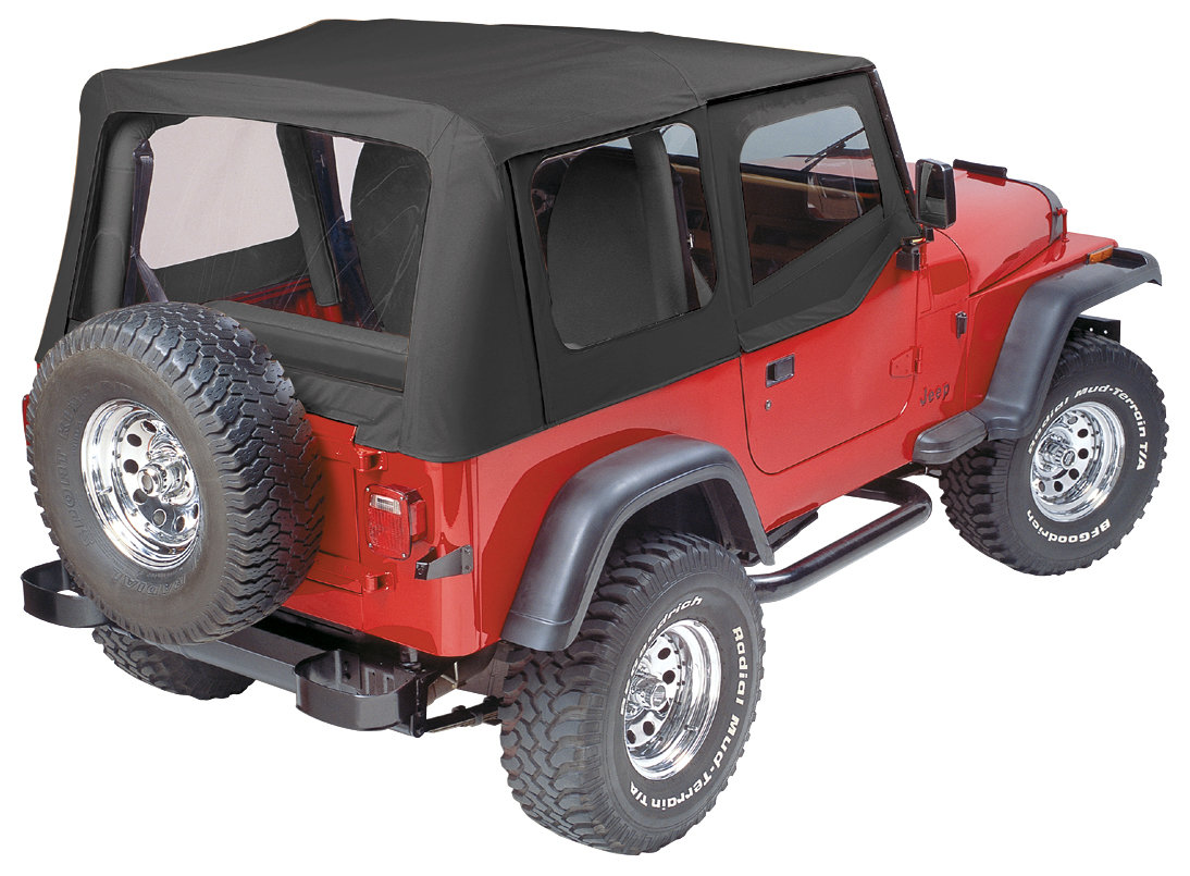 88-95 Jeep Wrangler Black Soft Top Upper Skins