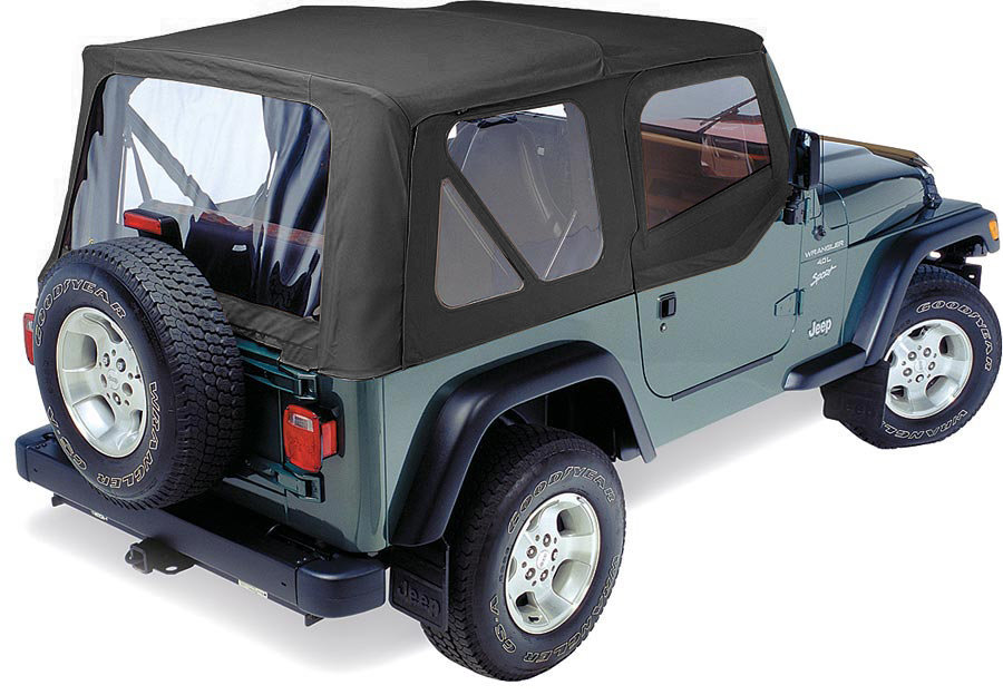 Renewed Pavement Ends by Bestop 51197-35 Black Diamond Replay Replacement Soft Top Tinted Back Windows w/Upper Door Skins for 1997-2006 Jeep Wrangler 
