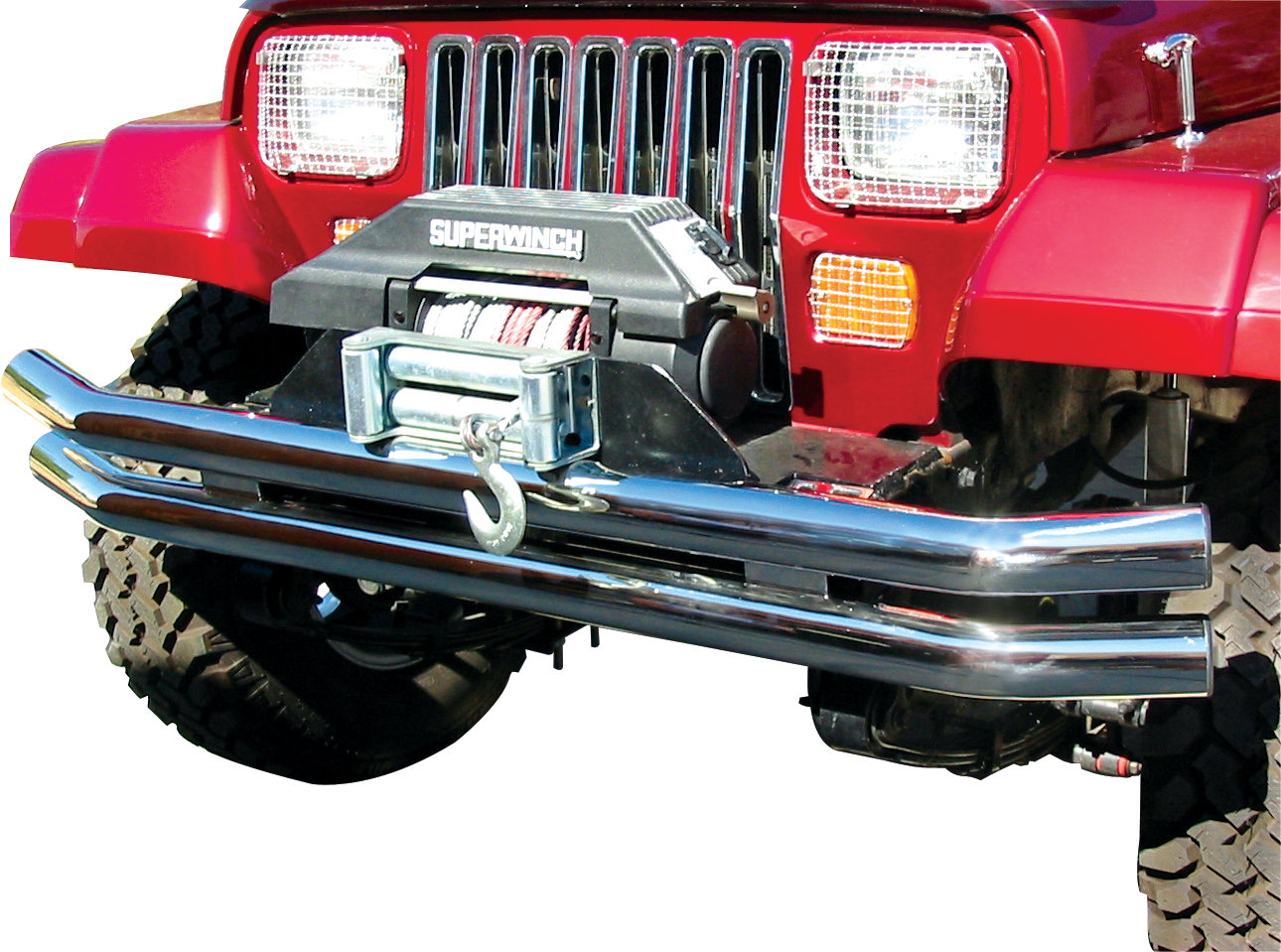 Rampage Products 8449 Front or Rear Double Tube Bumper without Hoop in  Stainless Steel for 76-06 Jeep CJ-5, CJ-7, CJ-8 Scrambler, Wrangler YJ, TJ  &
