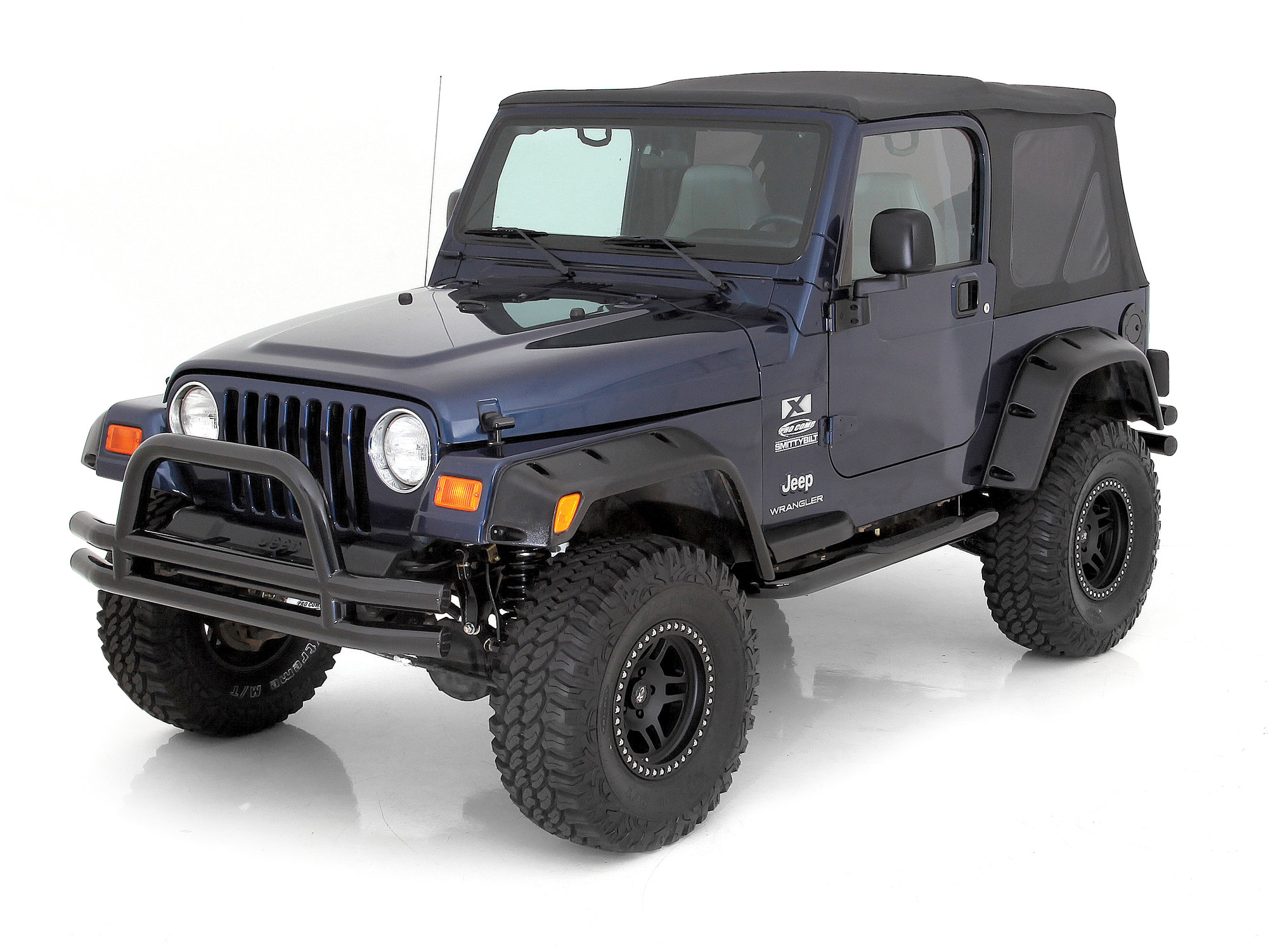 Smittybilt Front Tubular Bumper with Hoop for 76-06 Jeep CJ, Wrangler YJ, TJ  & Unlimited | Quadratec