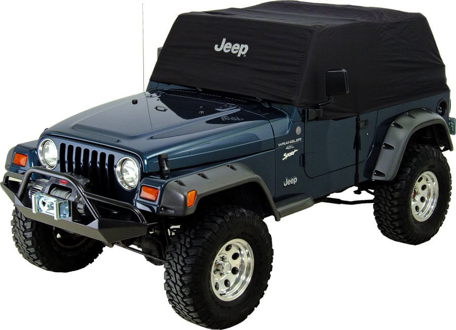 Mopar 82208408 Jeep Logo Cab Cover in Black for 97-06 Jeep Wrangler TJ |  Quadratec