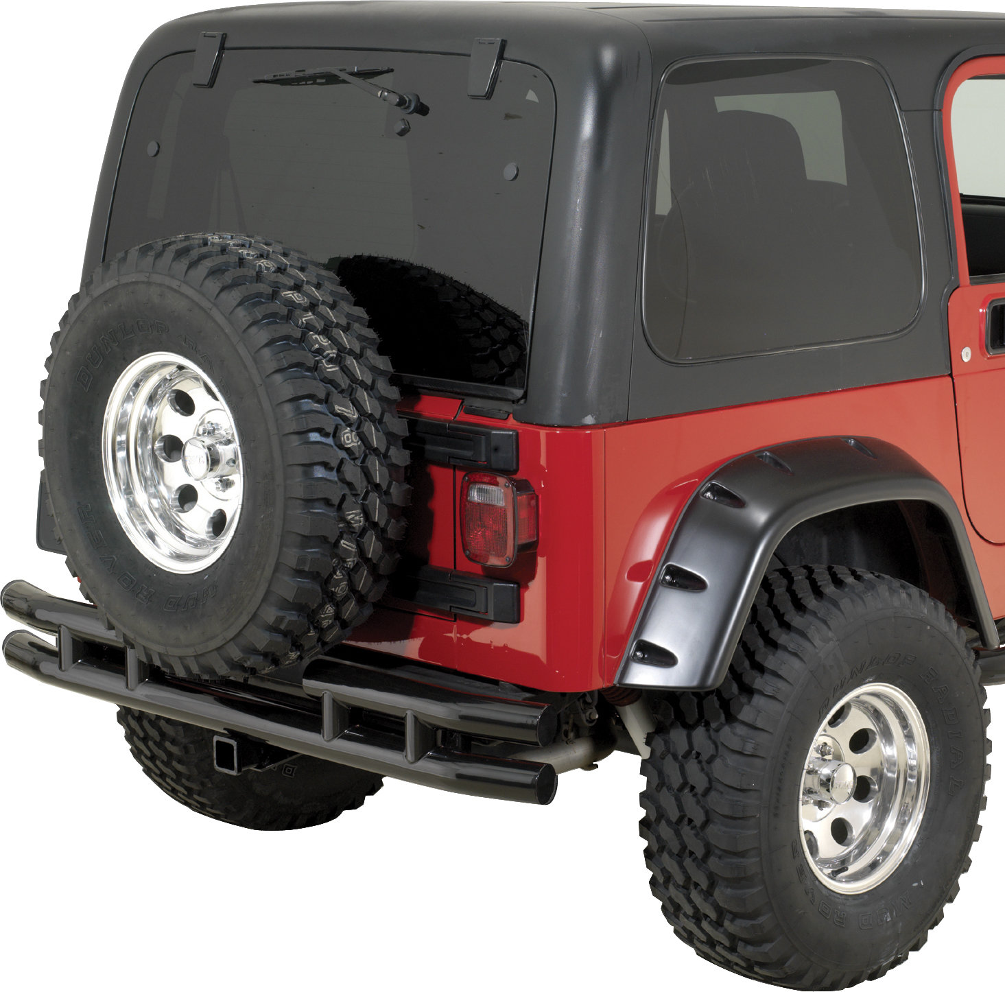 Rugged Ridge Double Tube Rear Bumper with Hitch for 87-06 Jeep Wrangler YJ  & TJ | Quadratec