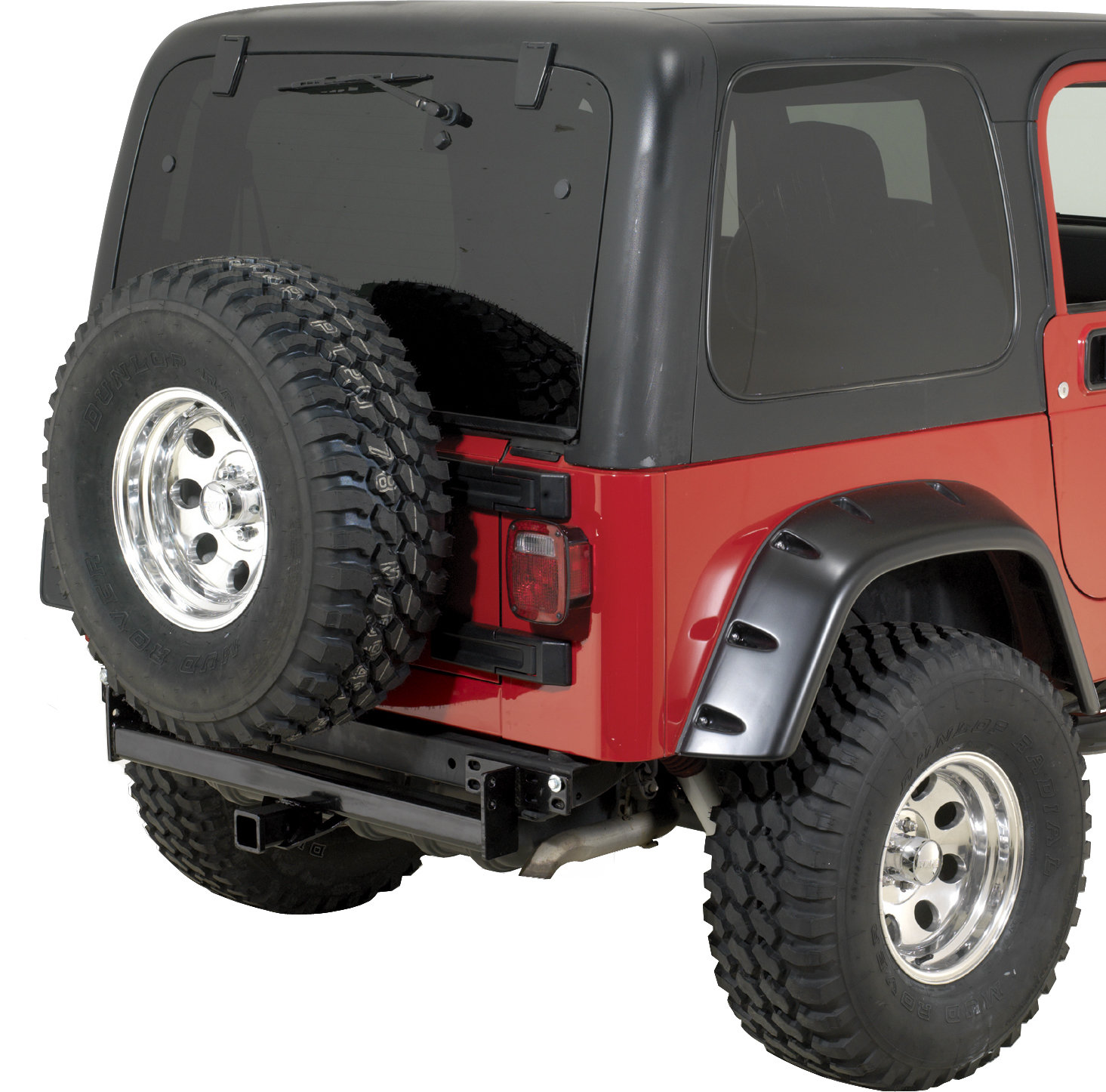 Rugged Ridge Double Tube Rear Bumper with Hitch for 87-06 Jeep Wrangler YJ  & TJ | Quadratec