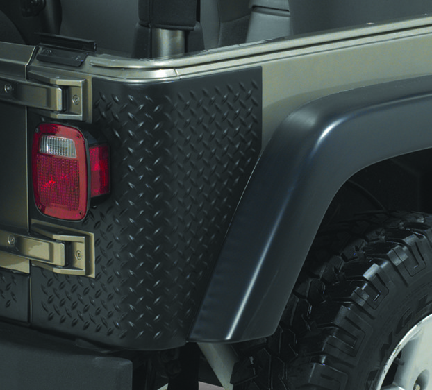 PBR Products compatible with Jeep Wrangler YJ Rear Corner Guards Diamond Plate Aluminum SILVER 