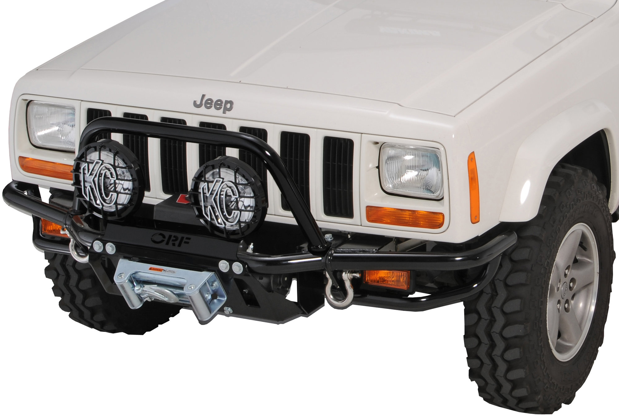 ORFAB Rock Slider Front Winch Bumper for 8401 Jeep Cherokee XJ
