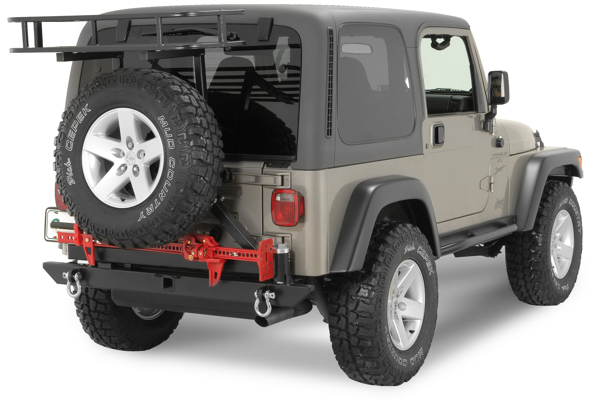 Rock Hard 4X4 RH2001-C Rear Bumper/Tire-Carrier for 76-06 Jeep CJ, Wrangler  YJ, TJ & Unlimited | Quadratec