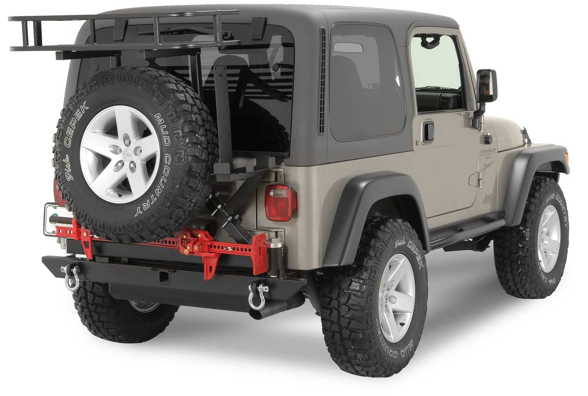 Rock Hard 4X4 RH2001-C Rear Bumper/Tire-Carrier for 76-06 Jeep CJ, Wrangler  YJ, TJ & Unlimited | Quadratec