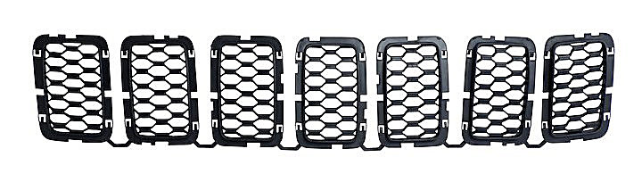 SHINEKA 7-Piece Black Grille Insert Trim Kit For Jeep Grand Cherokee 2021+ – Self-Adhesive, Scratch-Resistant ABS