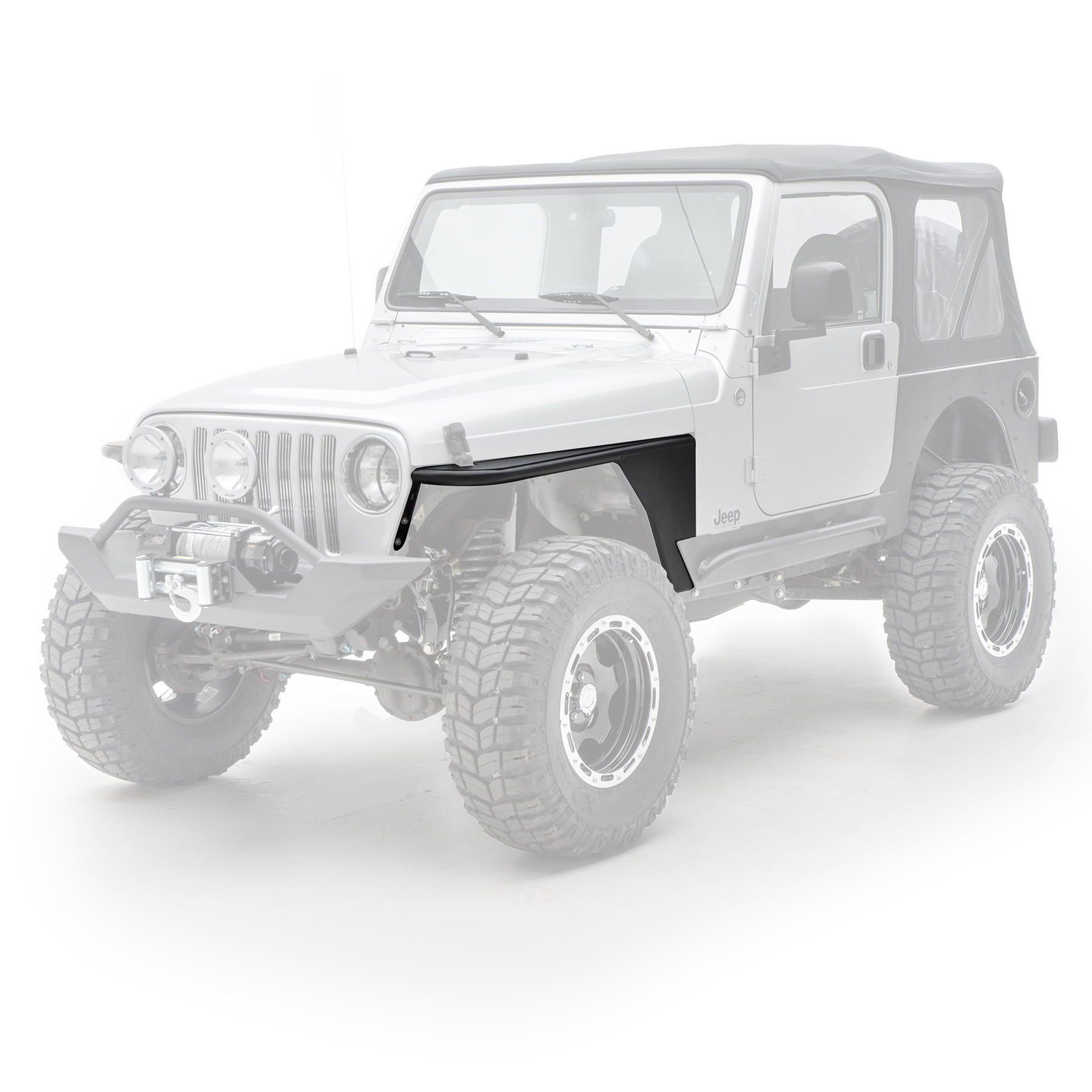 Front XRC Tube Fenders without Flare in Textured Black. for 76-06 Jeep CJ-7...