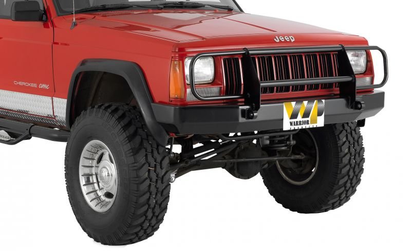 Warrior Products 56051 Front Rock Crawler Bumper with Brush Guard & D-Ring  Mounts in Black for 84-01 Jeep Cherokee XJ | Quadratec