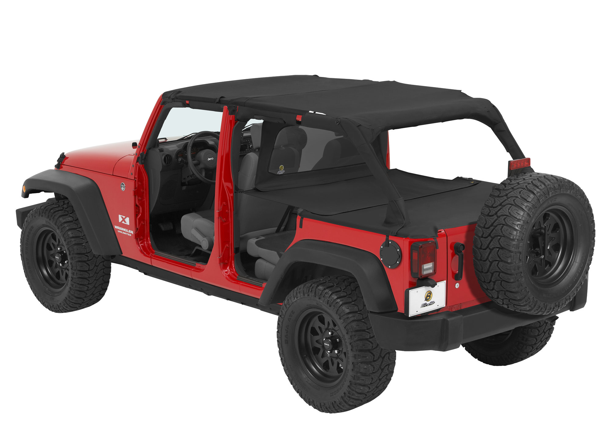 Bestop Safari Bikini, Duster, Extension & Windjammer Summer Combo in Black  for 07-09 Jeep Wrangler Unlimited JK 4 Door | Quadratec