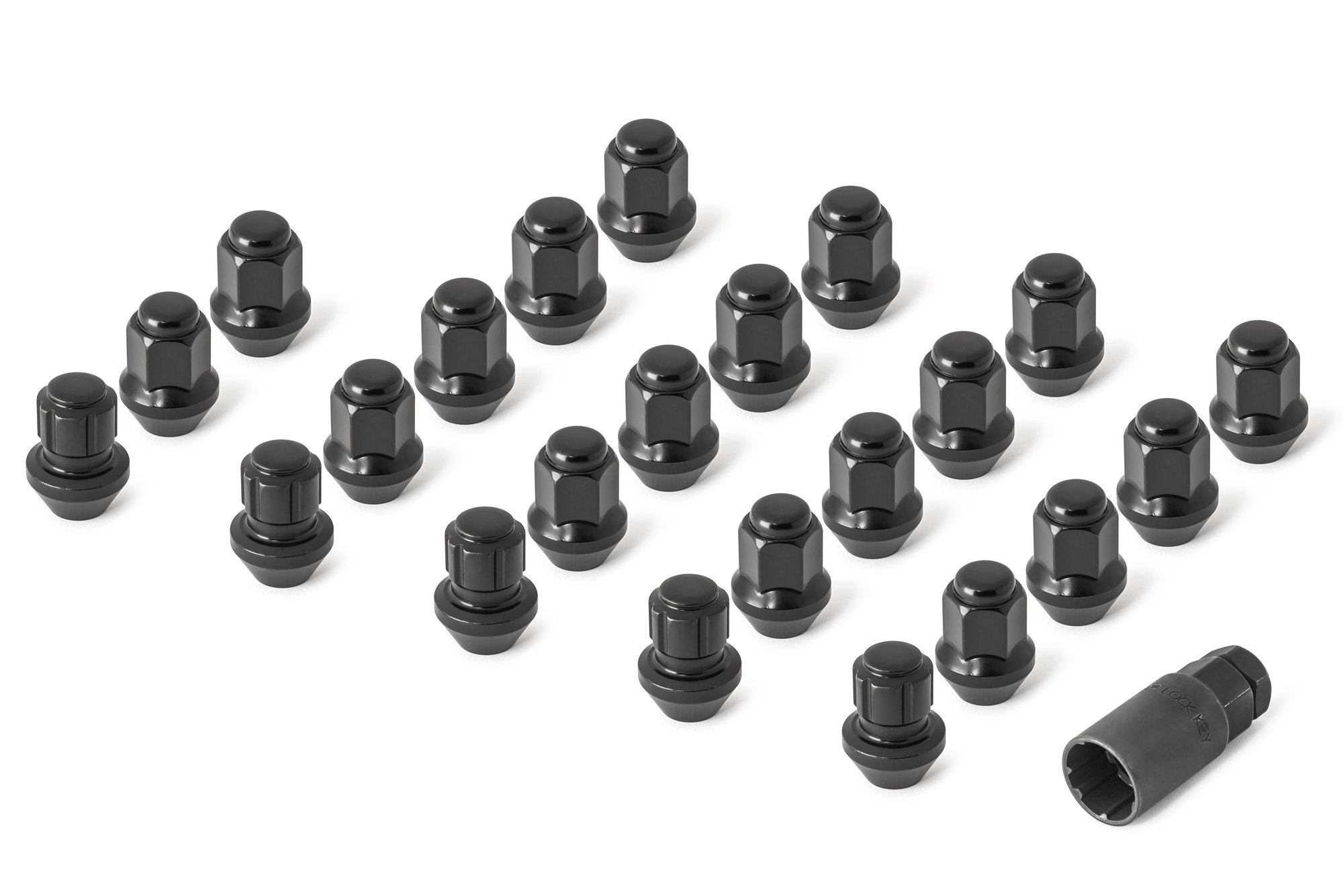 23pc, Black JEEP Bulge Acorn 13/16" Hex Lug Nut M14x1.5 Kit 