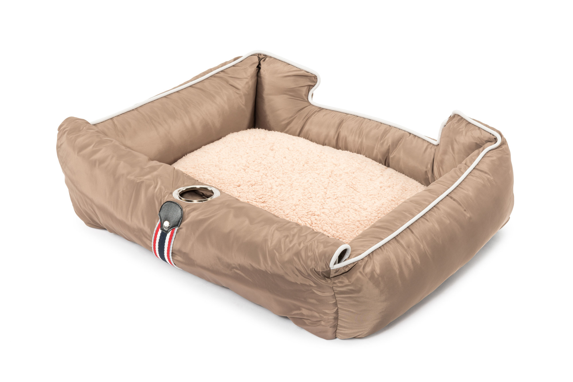 Pet Bed 2 Go - Home & Auto w/Embroidered Tennis Logo - Tan with Black Trim  - Clarke Sports