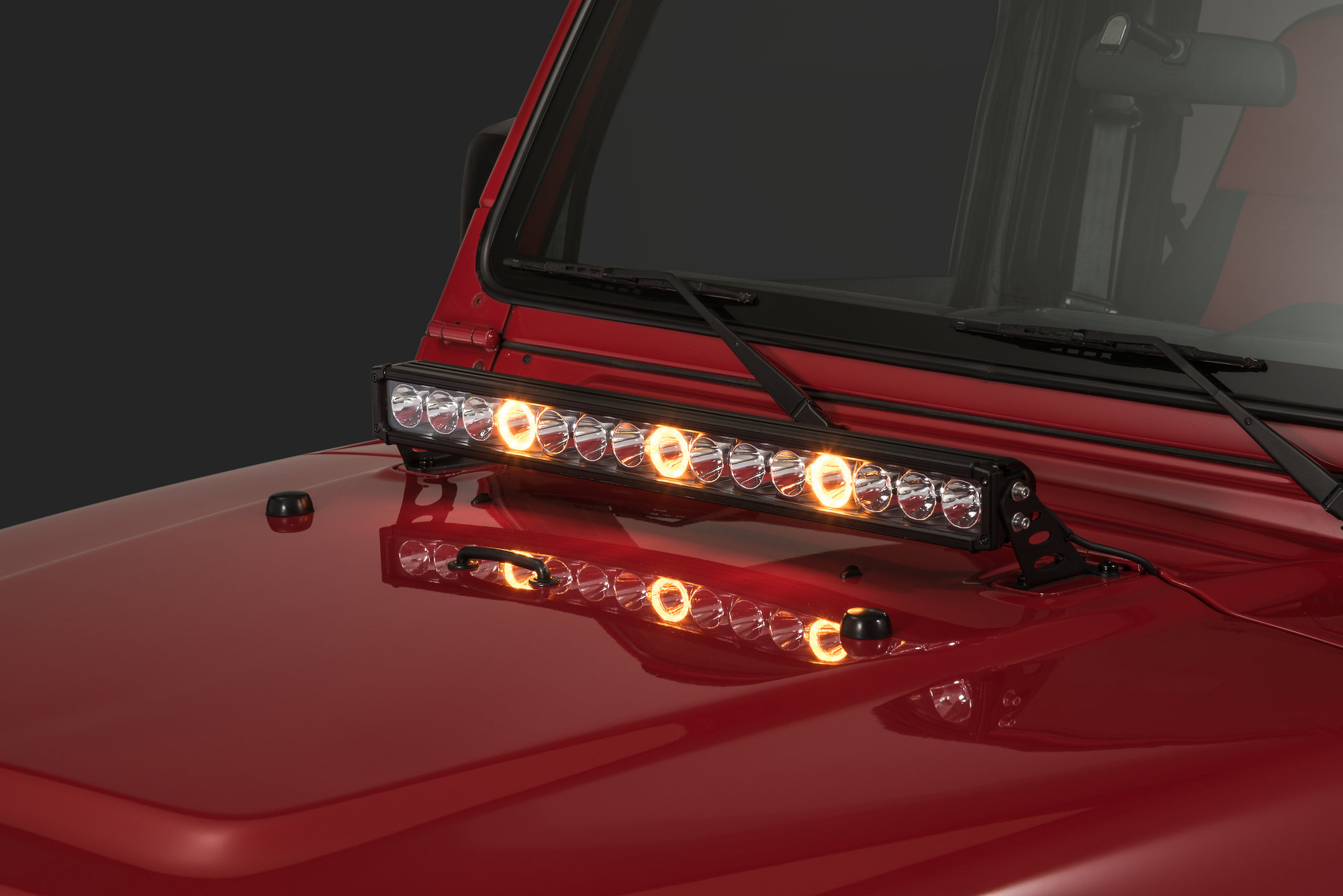 Quadratec J3 LED 28 Light Bar with Hood Mount Brackets and Wiring for  97-06 Jeep Wrangler TJ & Unlimited