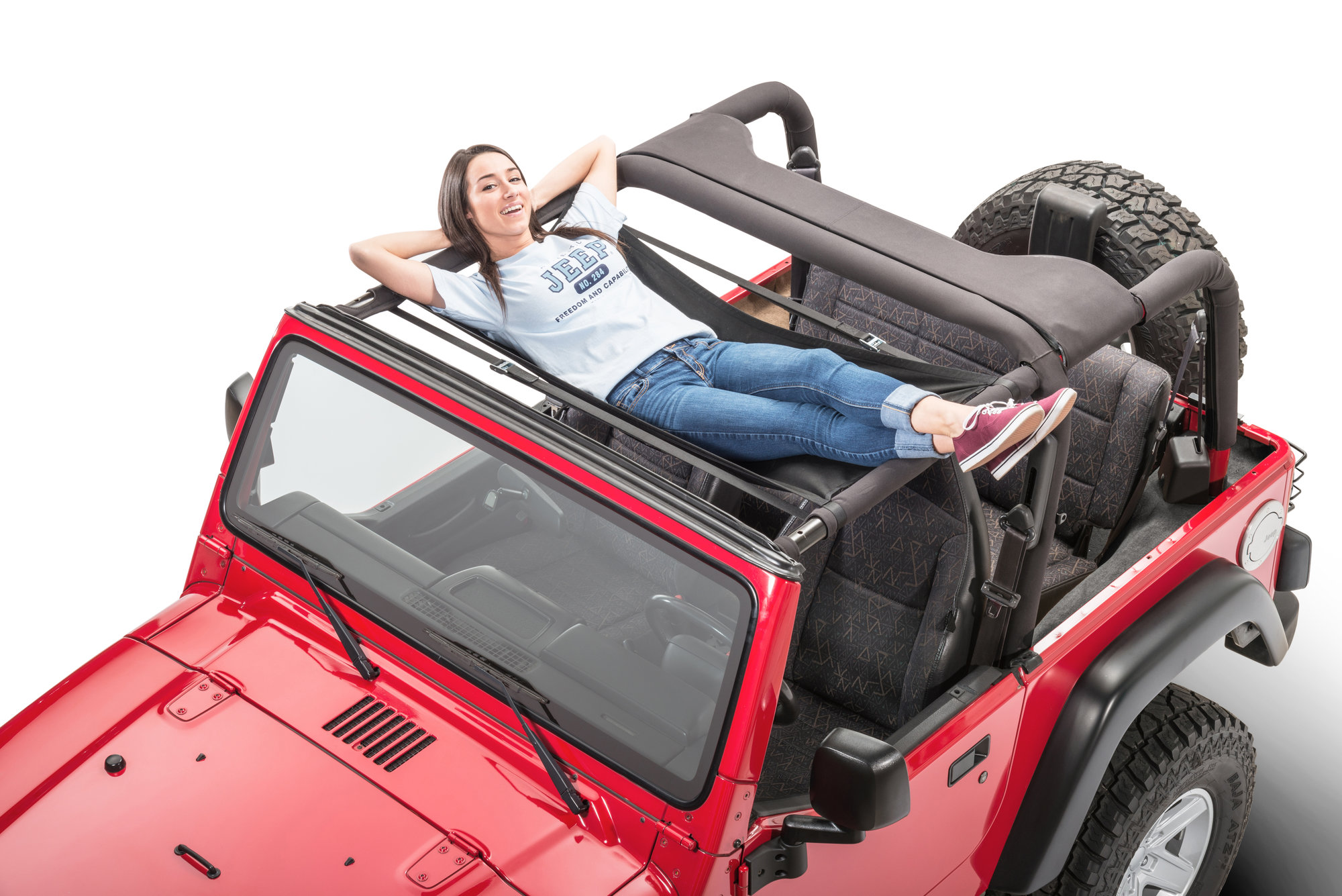 Savadi-Car Roof Rest Bed Hammock For Jeep Wrangler YJ, TJ, JK, JL & Unlimited (1997-2022) - Black, 220lb Capacity