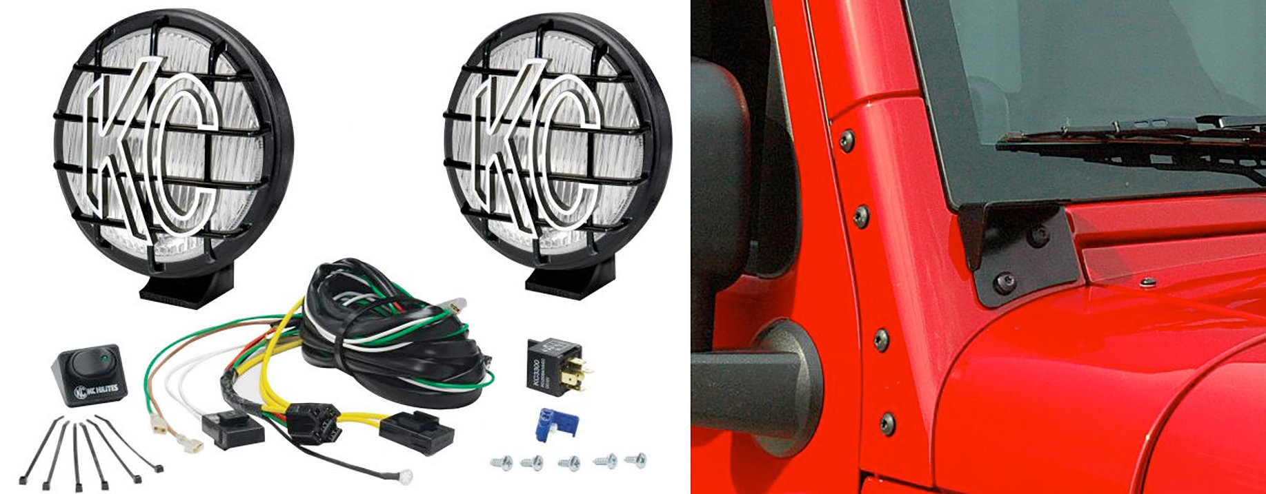 2007-2018 Jeep Wrangler JK Windshield Hinge Light Mounts