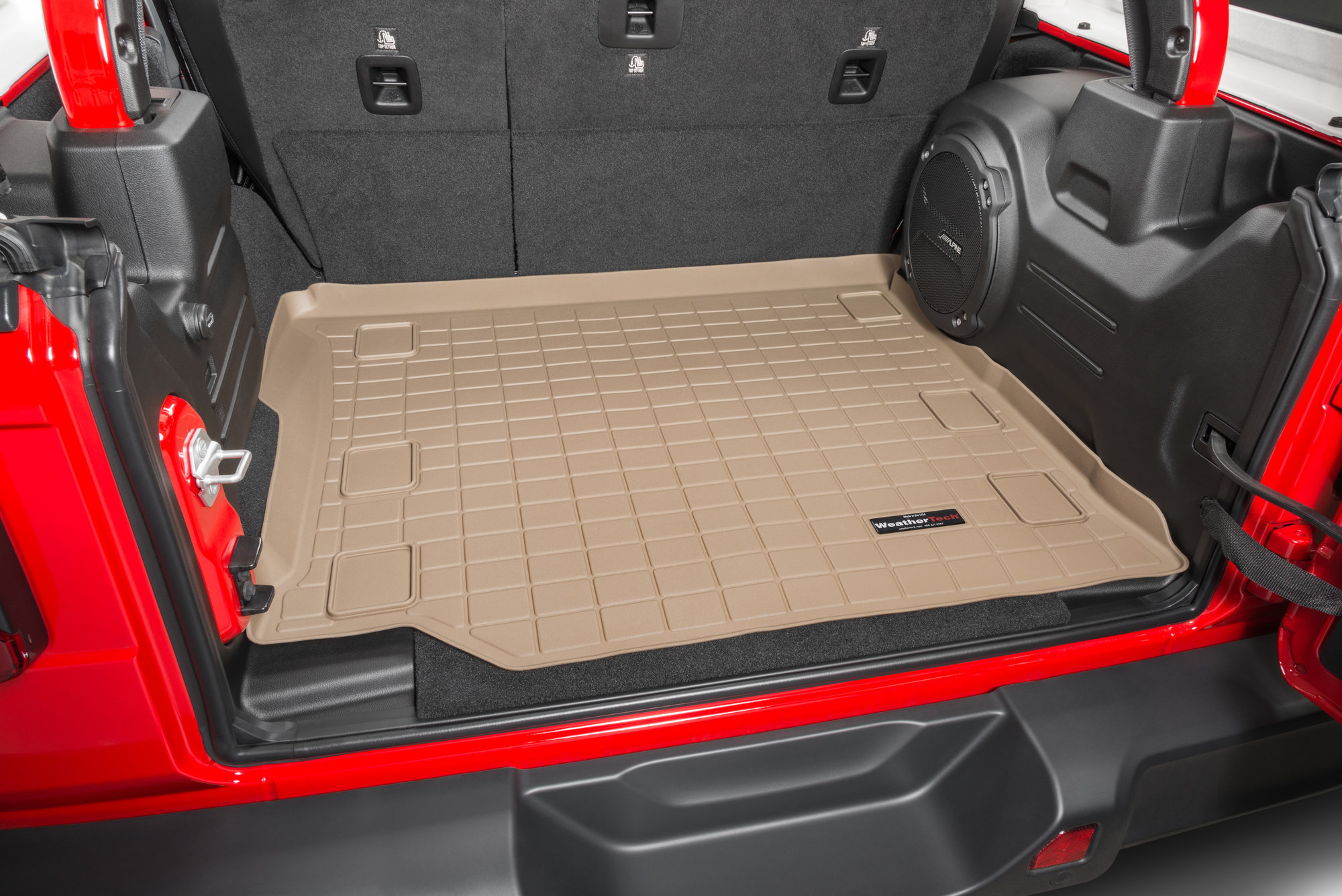 WeatherTech Rear Cargo Liner in Tan for 18-21 Jeep Wrangler JL Unlimited  with Leather Seats Quadratec