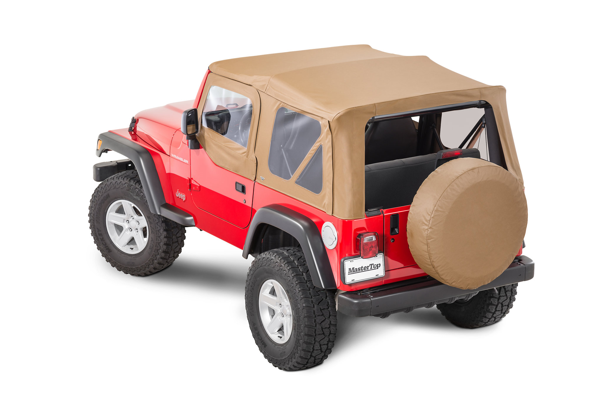 MasterTop Premium Replacement Soft Top with Clear Windows & Upper Door  Skins for 97-06 Jeep Wrangler TJ | Quadratec