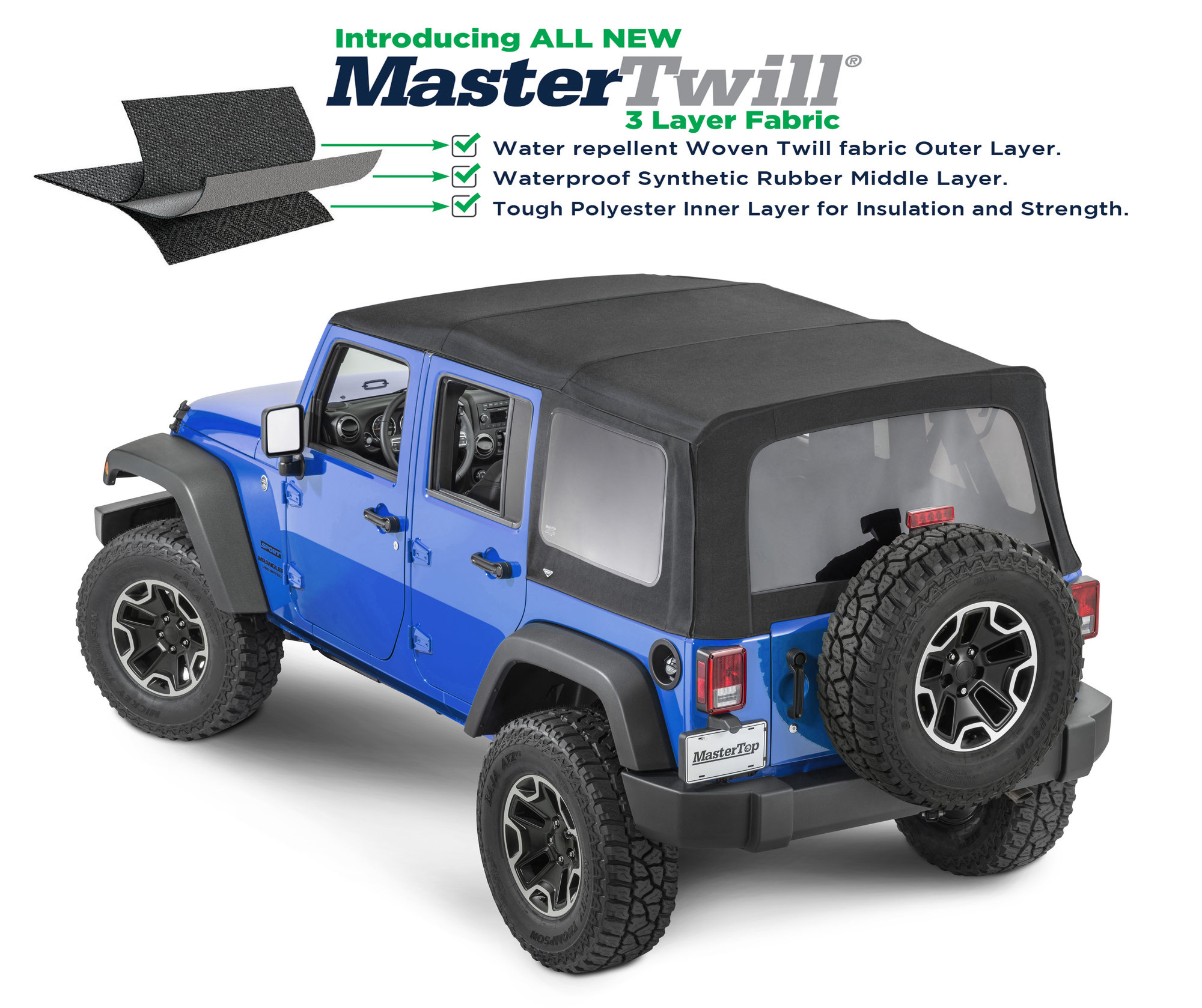 MasterTop Replacement Soft Top with Tinted Windows in MasterTwill 