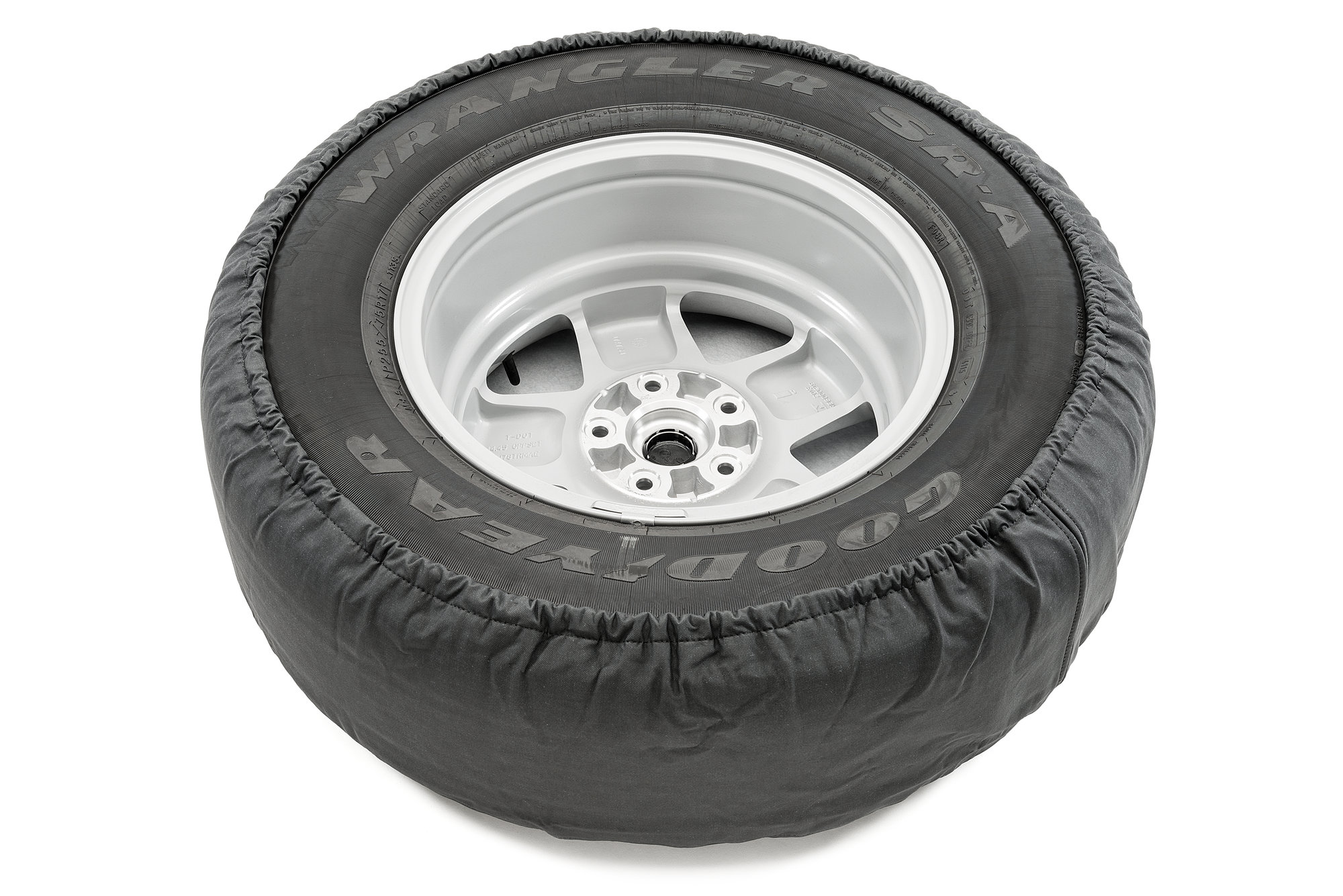 Mopar Jeep Logo Tire Covers in Black Denim with White Jeep Logo Quadratec