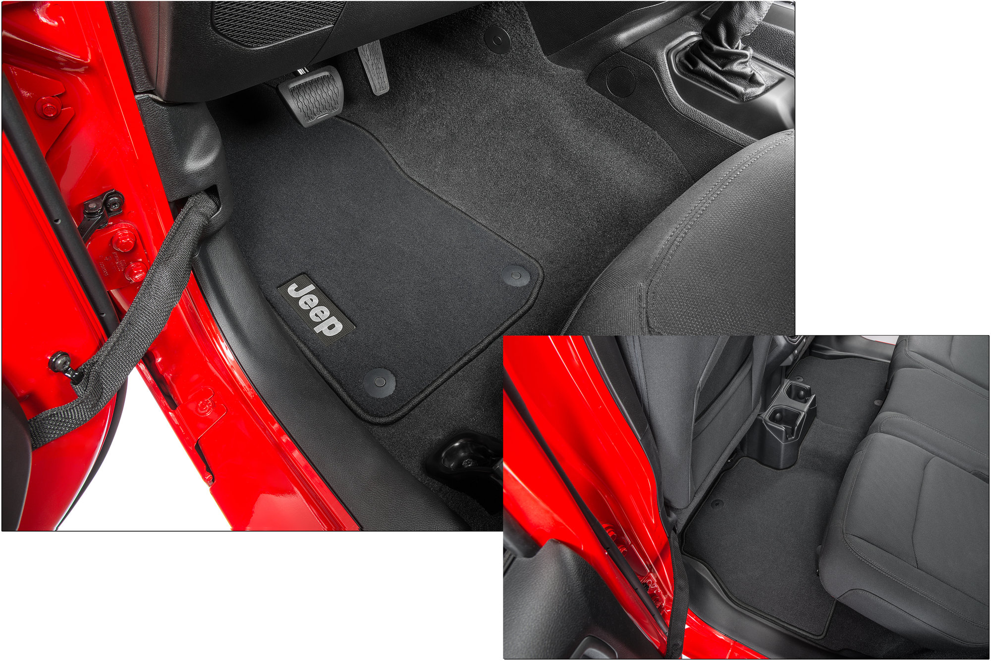 Black Velour Carpet Floor Mats For Jeep Wrangler - Waterproof, Heavy Duty, 4-Piece Set With Clips