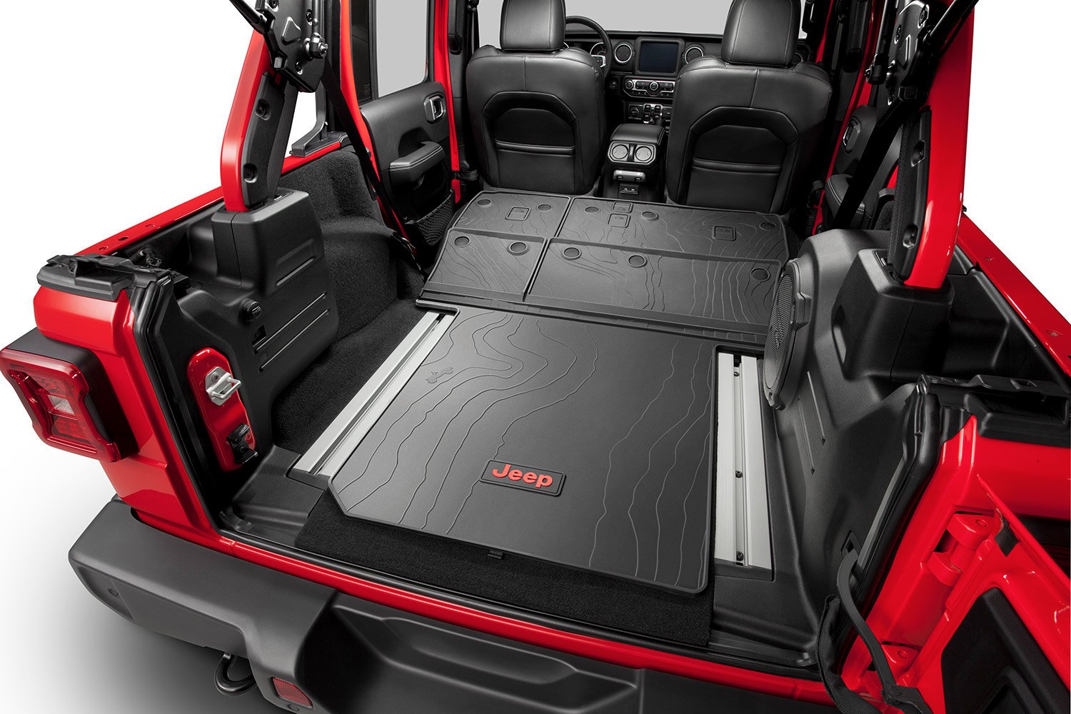 with Factory Subwoofer KIWI MASTER Cargo Liner Compatible for 2015-2018 Jeep Wrangler 4 Door Unlimited All Weather Protector Rear Cargo Mat Tray 