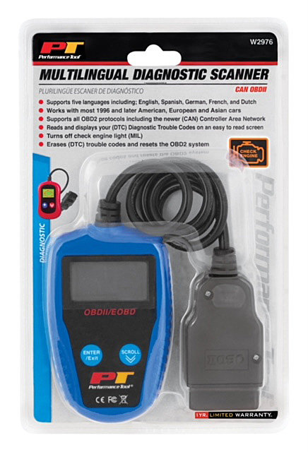 Performance Tool W2976 Multilingual OBD2 Scanner Tool Code Reader | Quadratec