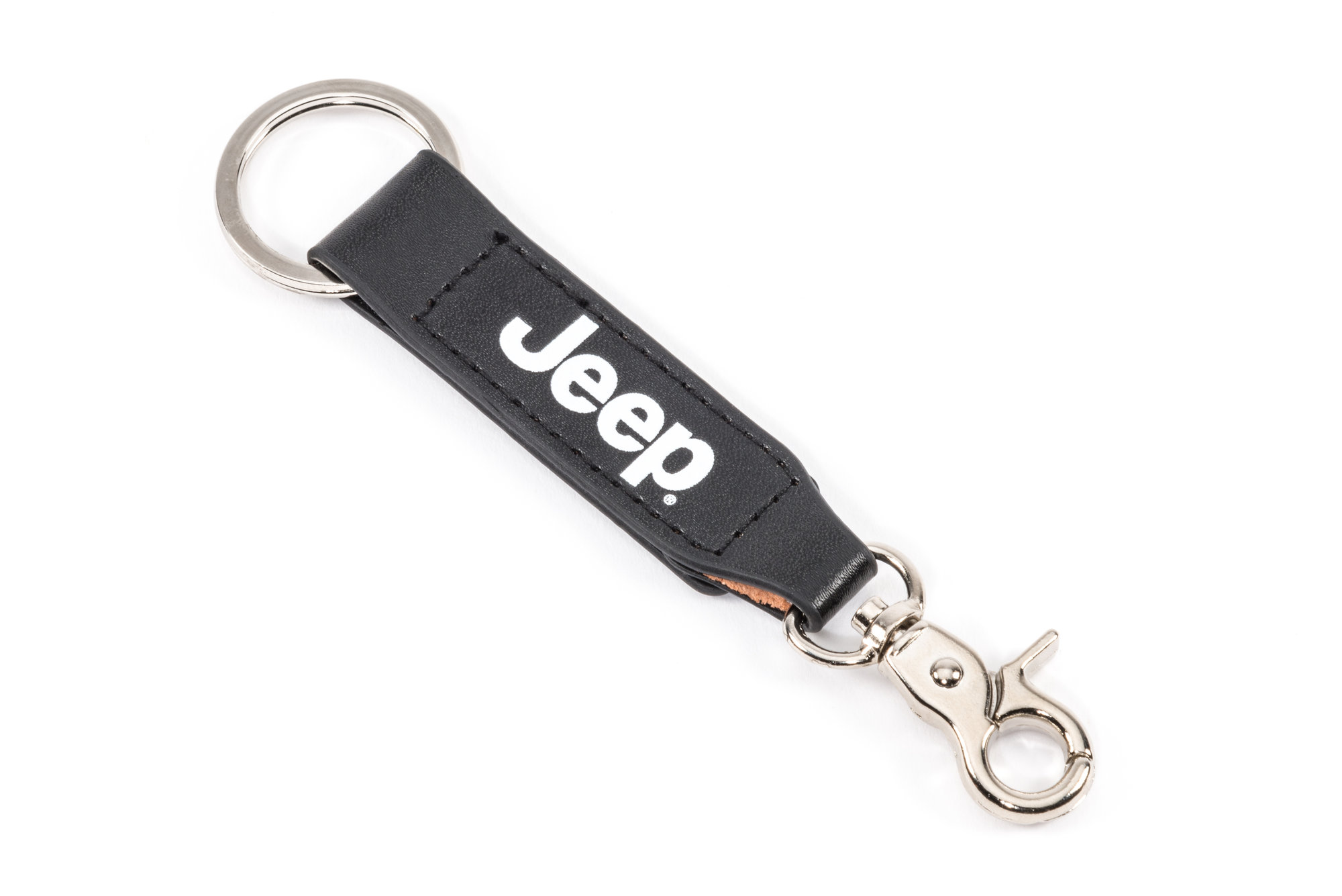 Jeep in Red Rectangular Black Leatherette Key Chain iPick Image for