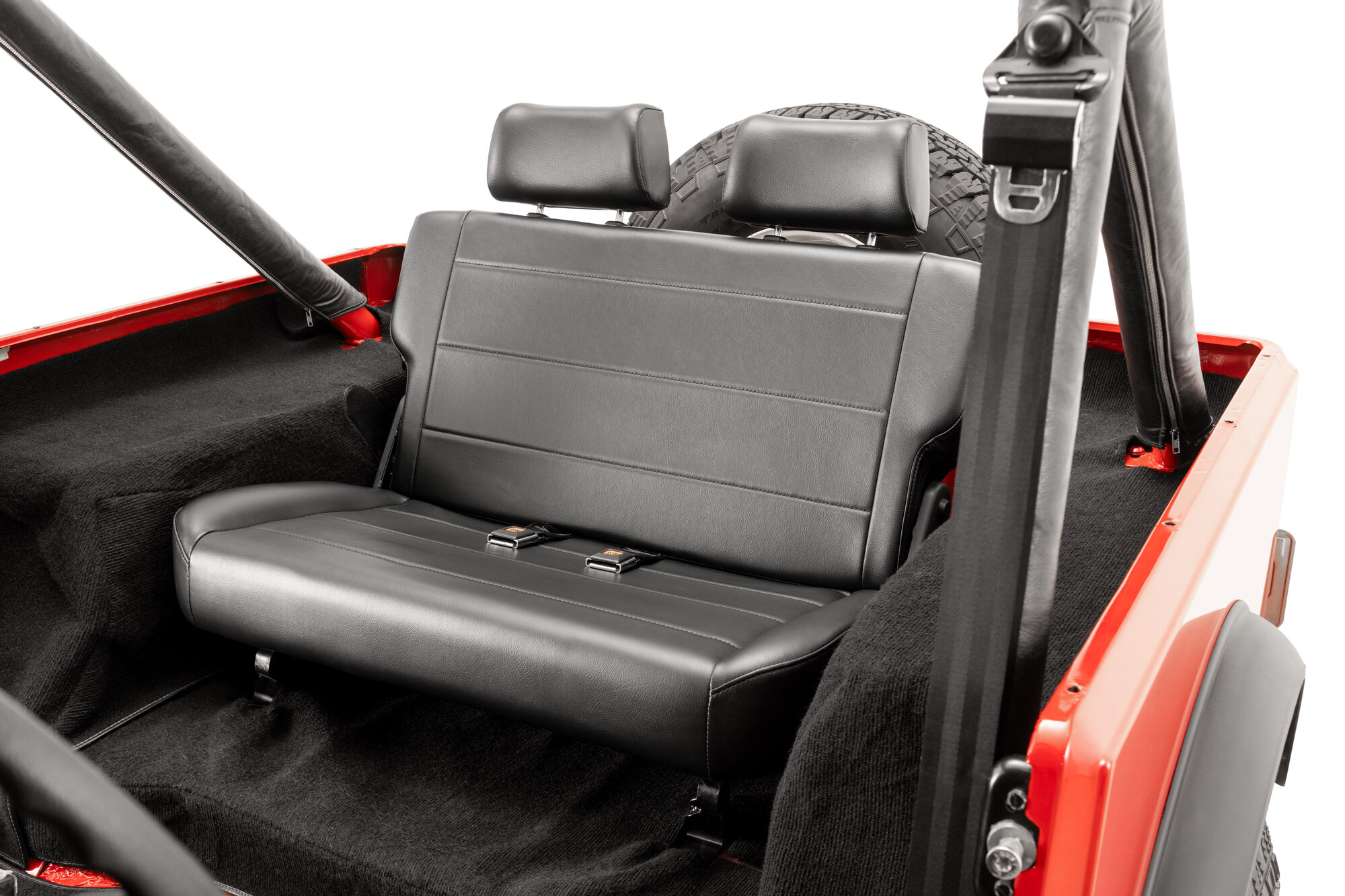 Quadratec Heritage Fold Tumble Rear Bench Seat for 55 95 Jeep CJ Wrangler YJ Quadratec