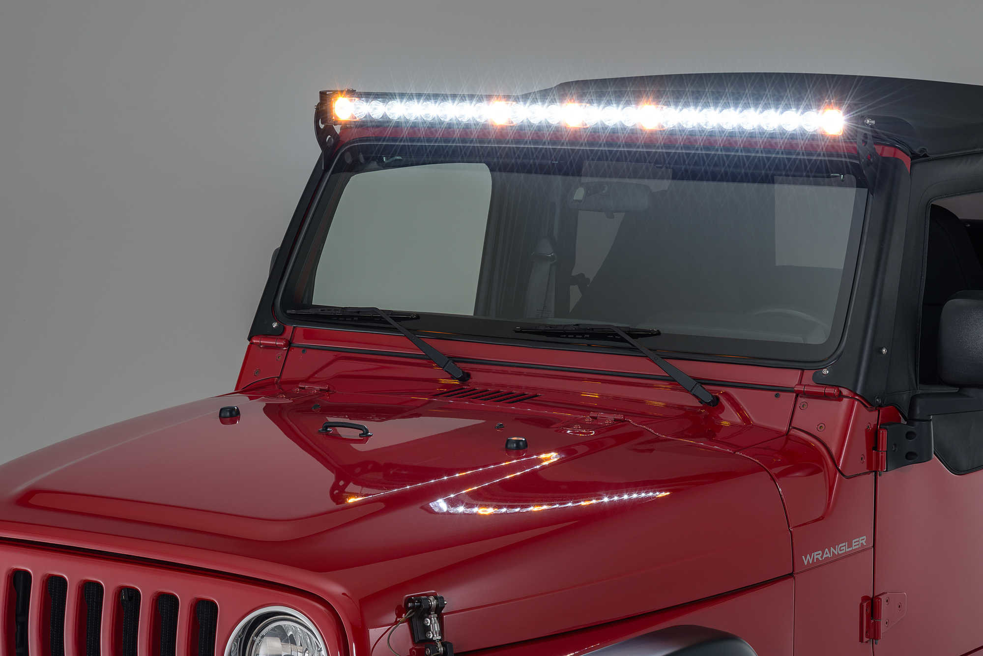 Quadratec J5 LED Light Bar Kit with Windshield Mounting Brackets for 97-06 Wrangler  TJ | Quadratec