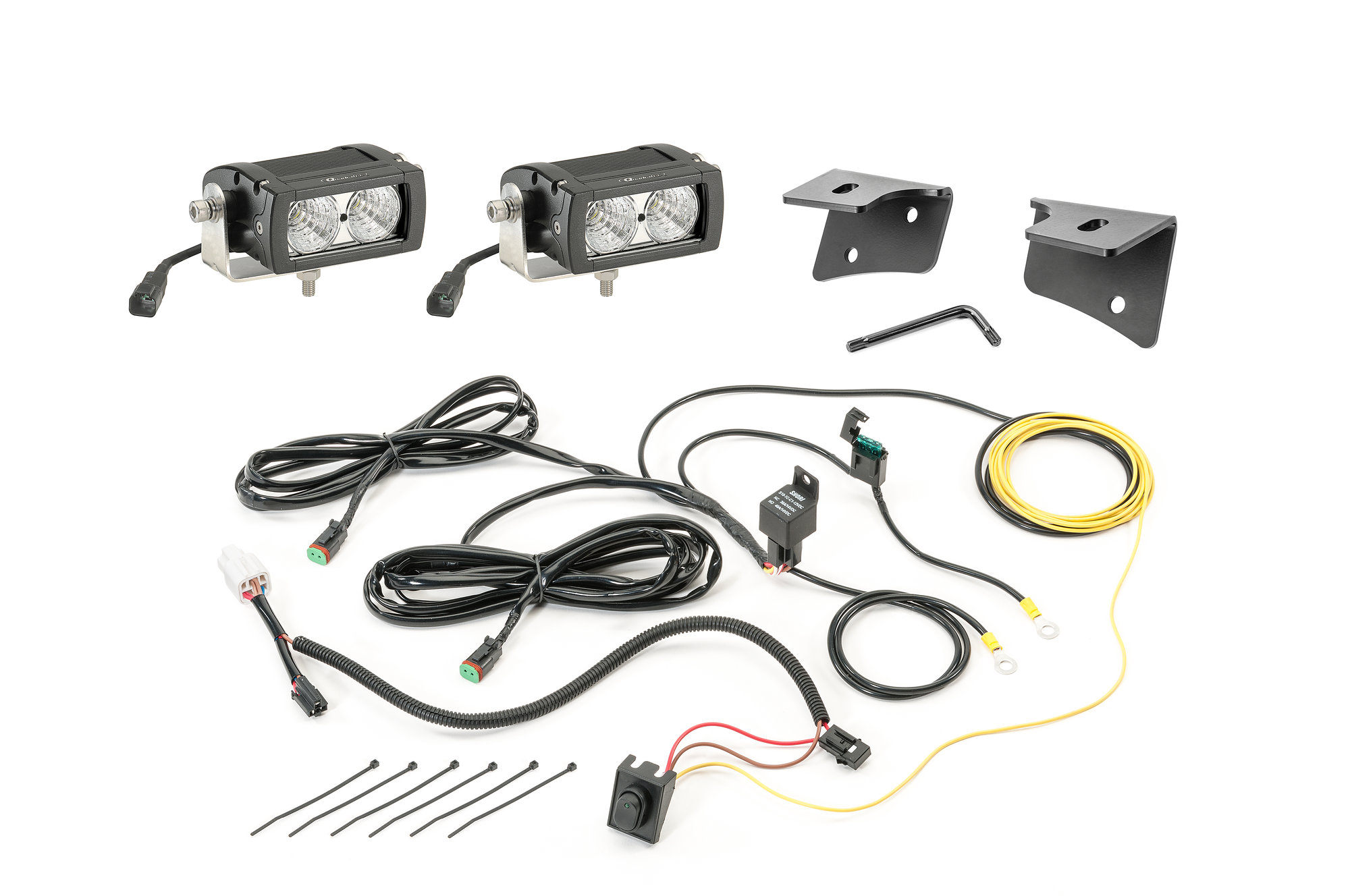 Quadratec 4" Rectangular LED Lights with Wiring Harness & Windshield Mount  Brackets for 07-18 Jeep Wrangler JK | Quadratec