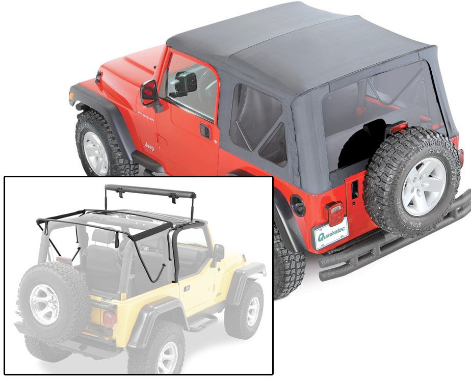 QuadraTop Complete Premium Sailcloth Top for 9706 Jeep Wrangler TJ