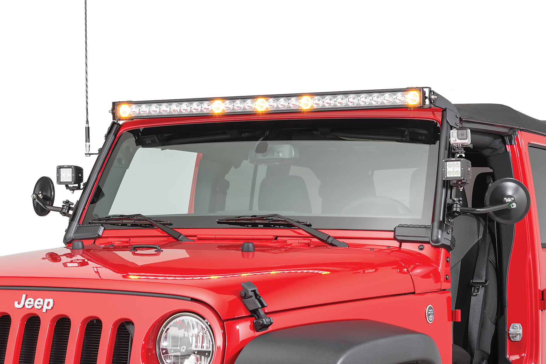 Rugged Ridge  Elite Fast Track Windshield Light Bar Mounts for  07-18 Jeep Wrangler JK | Quadratec