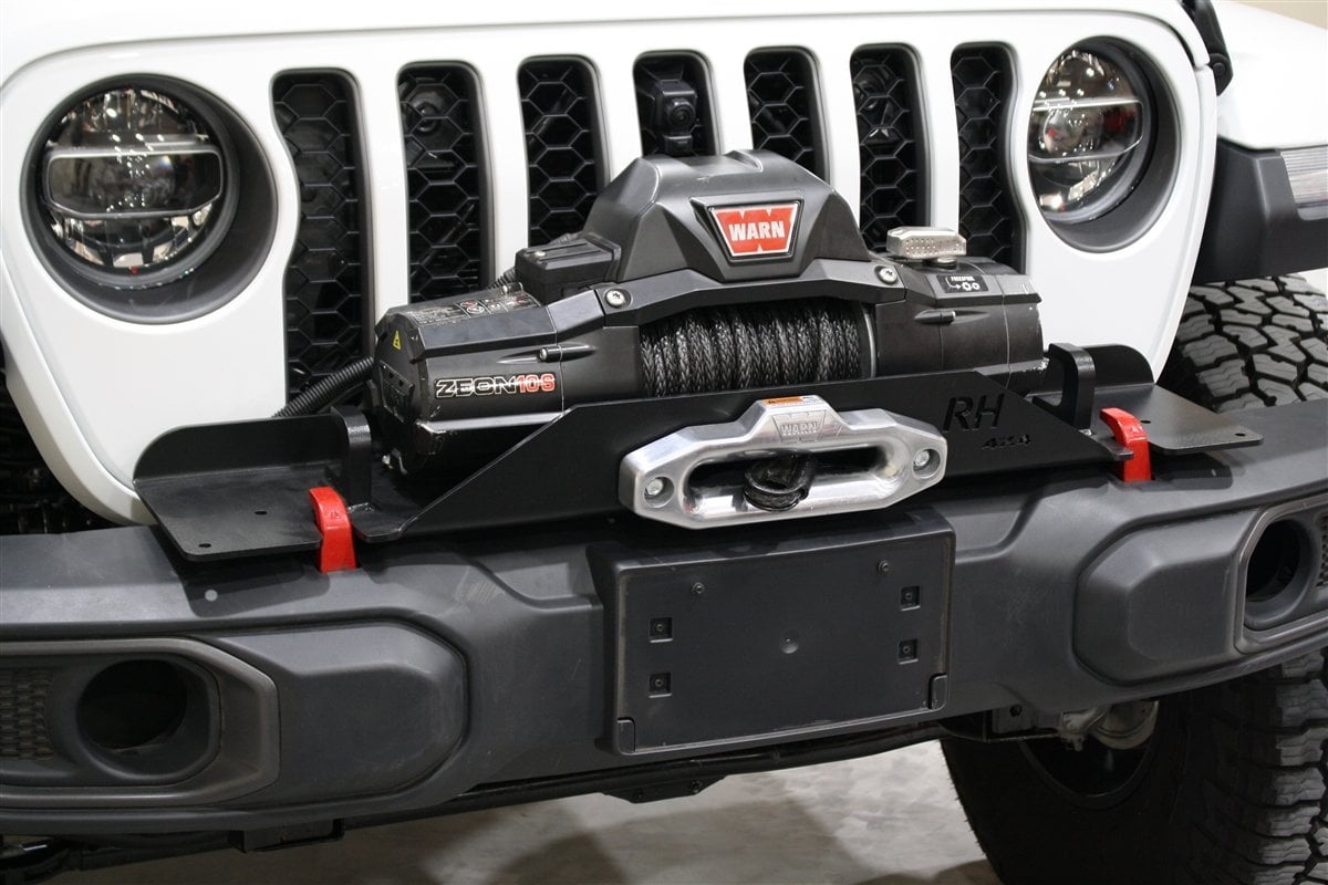 Black Razer Auto Winch Roller Fairlead License Plate Bracket Mount Universal for Jeep Truck Wrangler 