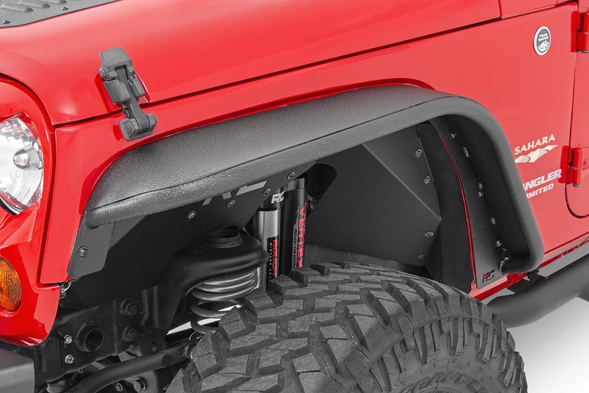 Rough Country 10531 Front Tubular Fender Flares for 07-18 Jeep Wrangler JK  | Quadratec