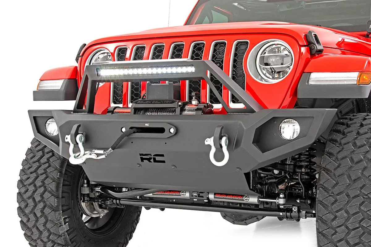 Rough Country Full Width Front Trail Bumper For Jeep Wrangler JK/JL & Gladiator JT – Black Powder Coat, 10585