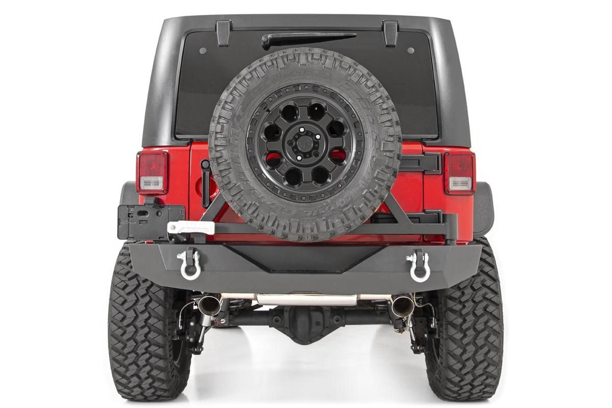 Rough Country 10594A Rock Crawler Rear HD Bumper with Tire Carrier for 07-18  Jeep Wrangler JK | Quadratec