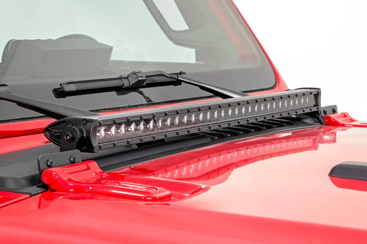 ZROADZ Z364931-KIT Wrangler/Gladiator Rear Hood Hinge Mounting Bracket Kit  With Single Row 30 LED Light Jeep JL 18-23/20-23