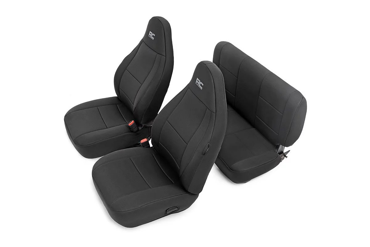 Rough Country 91000 Front & Rear Seat Covers for 97-02 Jeep Wrangler TJ |  Quadratec