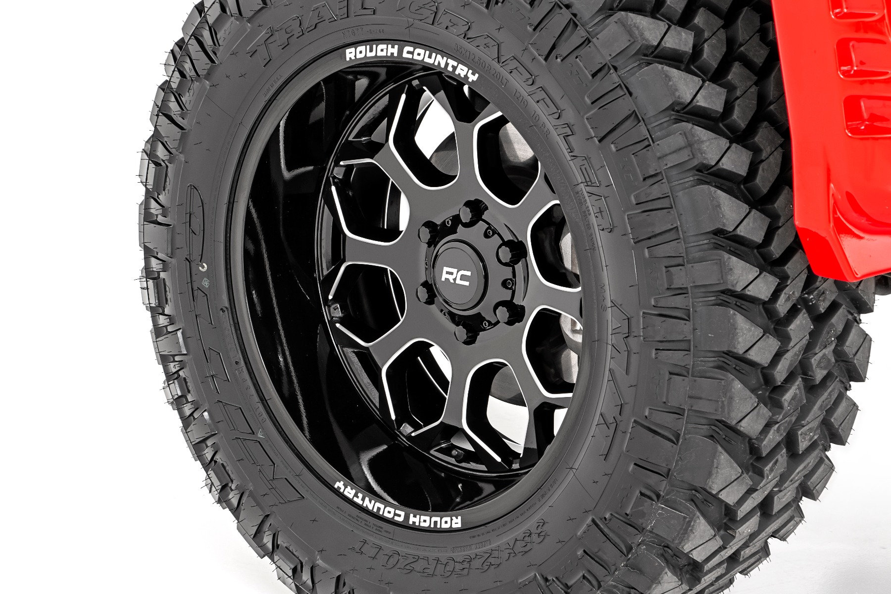Rough Country 96201013 Series 96 Wheel 20x10 with  Backspace in Black  with Milled Accents for 87-06 Jeep Wrangler YJ & TJ | Quadratec