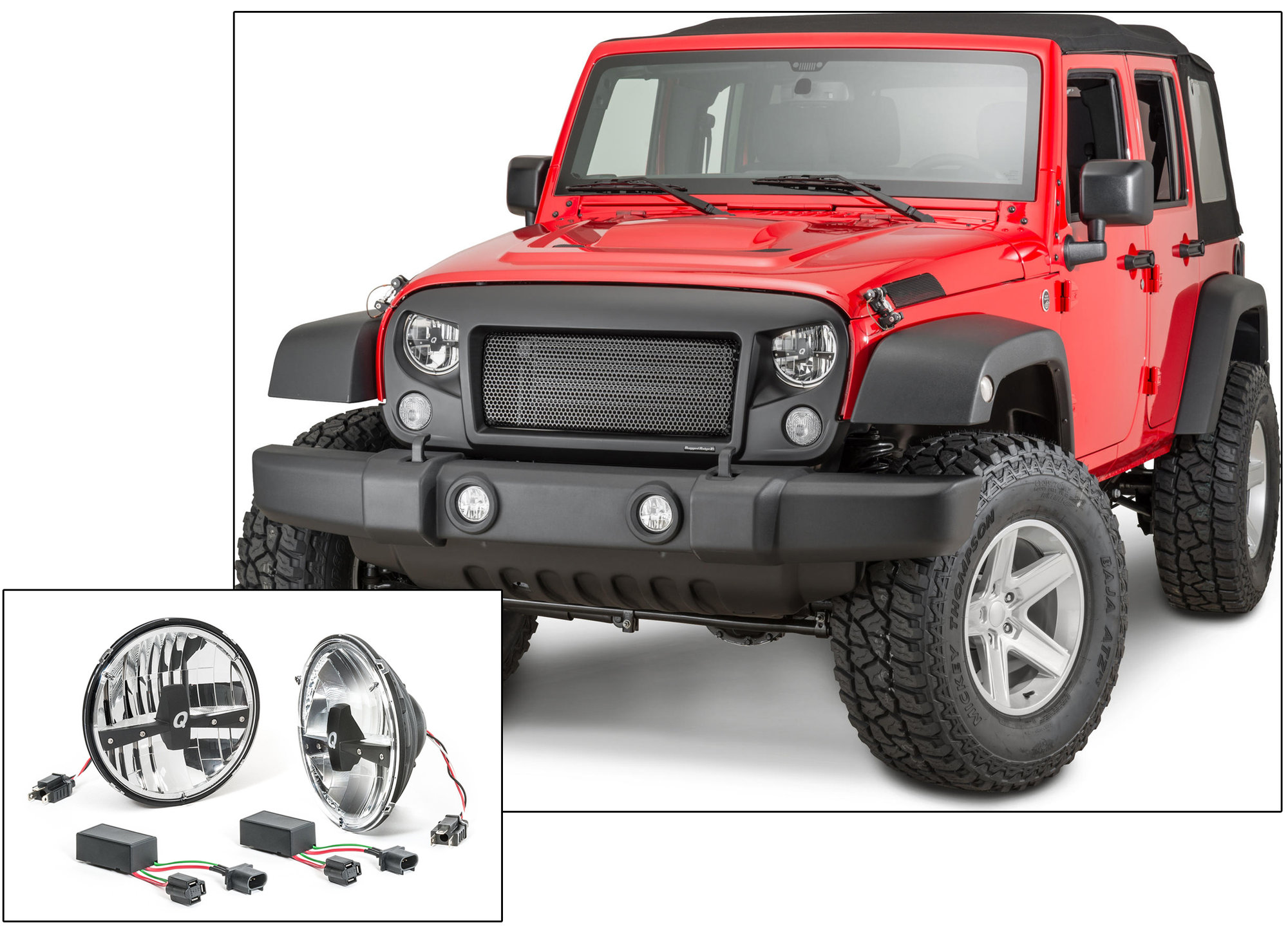 Rugged Ridge Spartan Grille System With Quadratec Led Headlights For Rugged Ridge Spartan Grille System With Quadratec Led Headlights For 07 18 Jeep Wrangler Jk