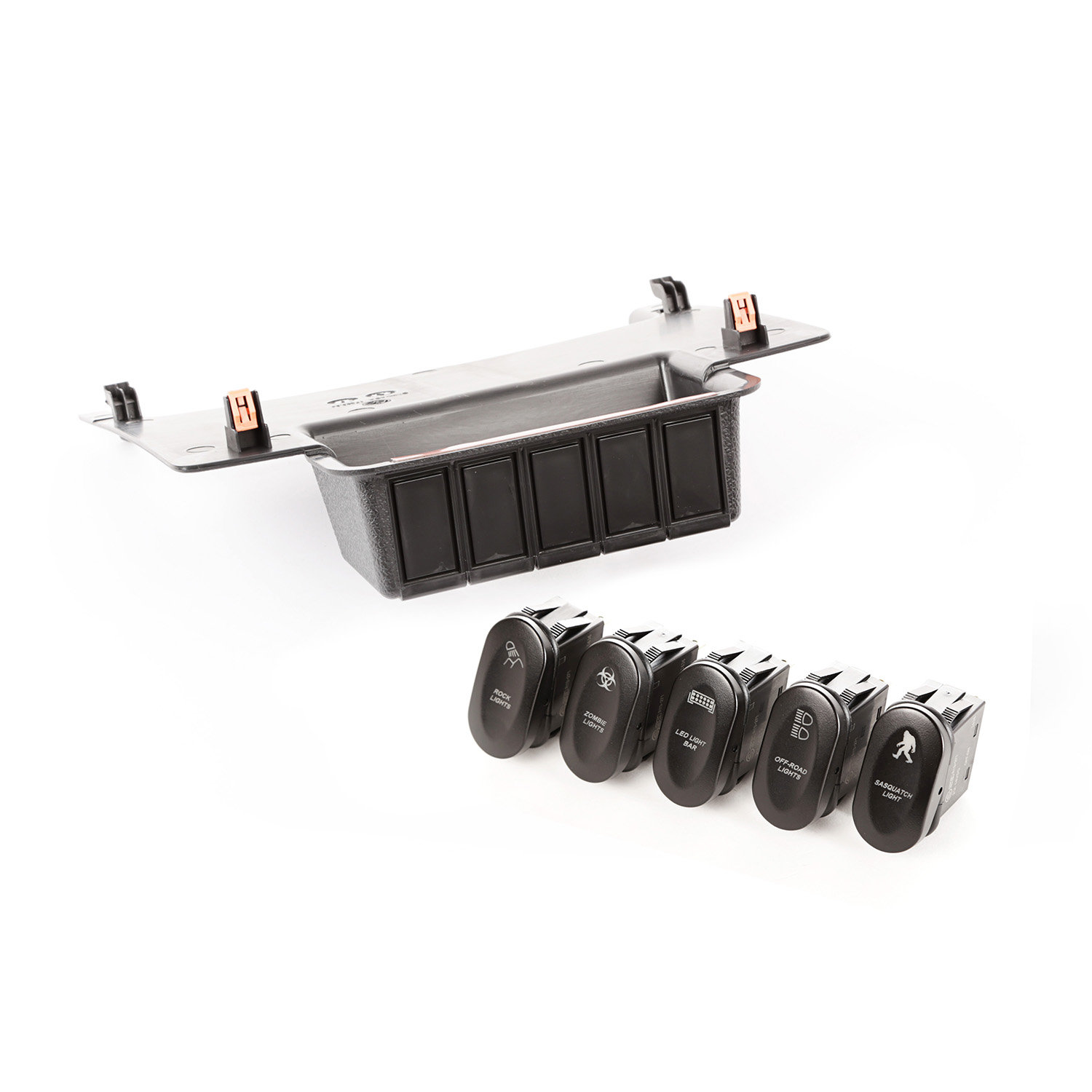 Rugged Ridge 17235.73 Etched Lower 5 Switch Panel Kit for 11-18 Jeep Wrangler JK | Quadratec