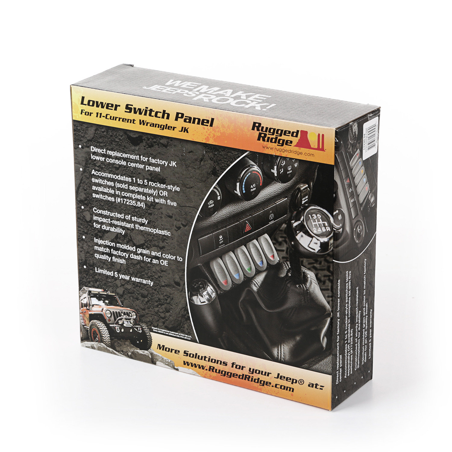 Rugged Ridge 17235 84 Lower Switch Panel Kit With Switches