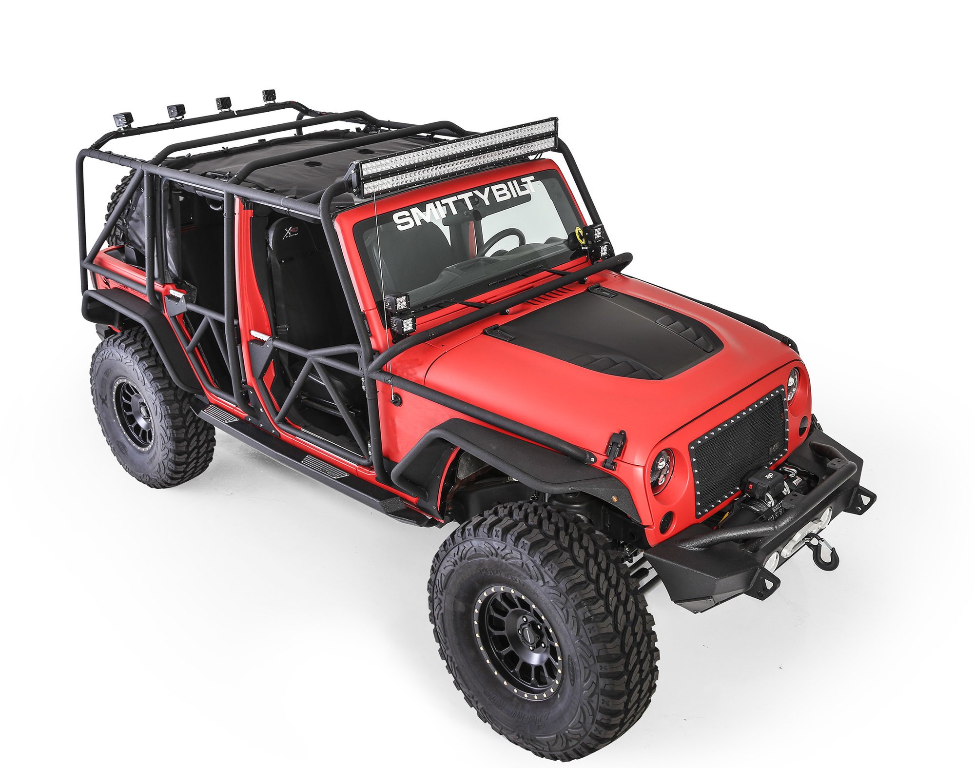 Black for '07-'18 Jeep Wrangler JKU 4door EVO MFG B-Pillar Rockskin Aluminum
