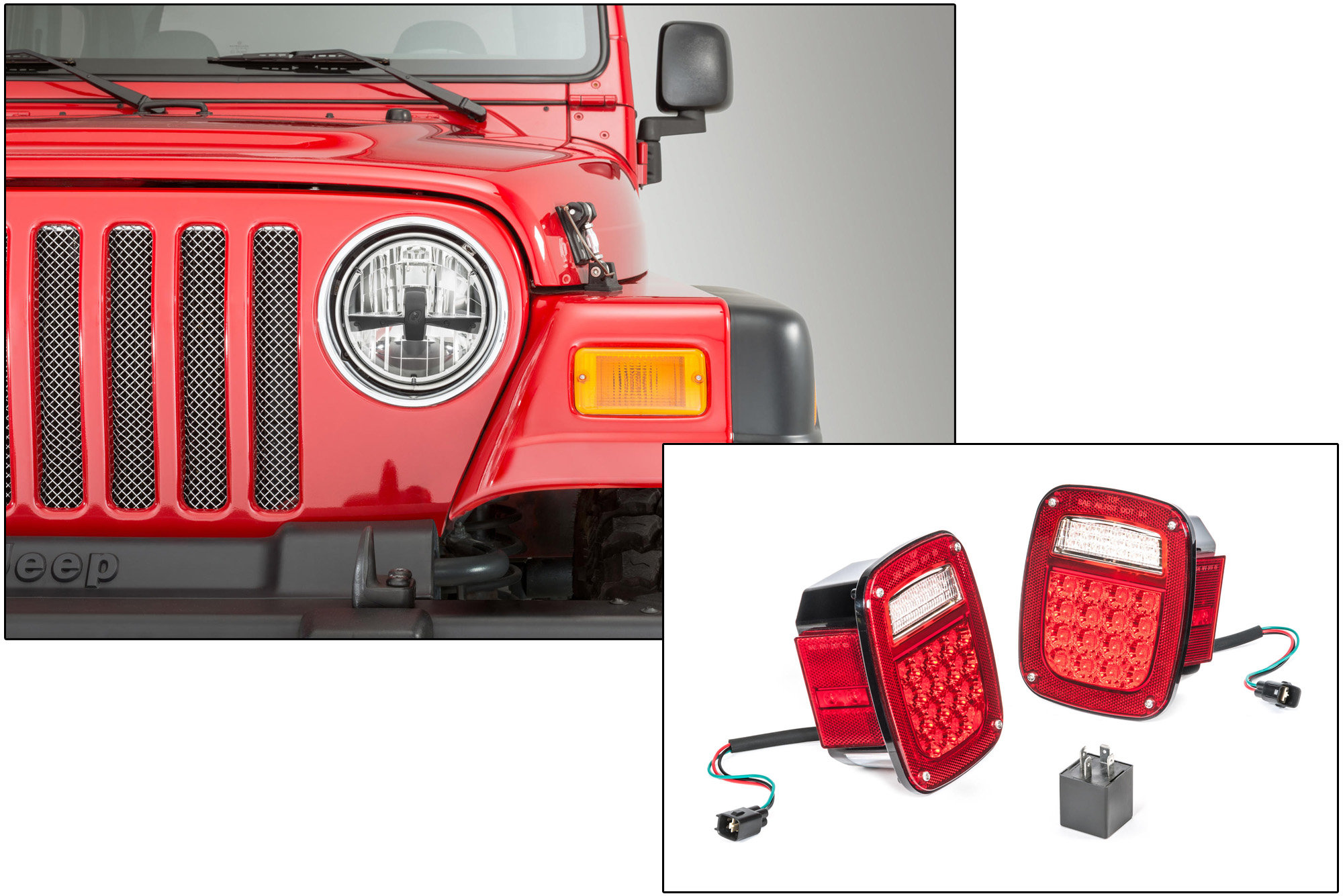 Quadratec Gen II LED Headlights & LED Tail Light Kit for 9706 Jeep Wrangler TJ Quadratec