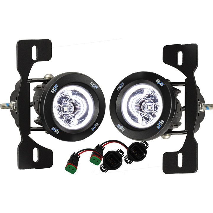 Vision X 9892474 JK Optimus LED Fog Light Upgrade Kit with Halos for 07-18 Jeep  Wrangler JK with Factory Steel Bumper | Quadratec