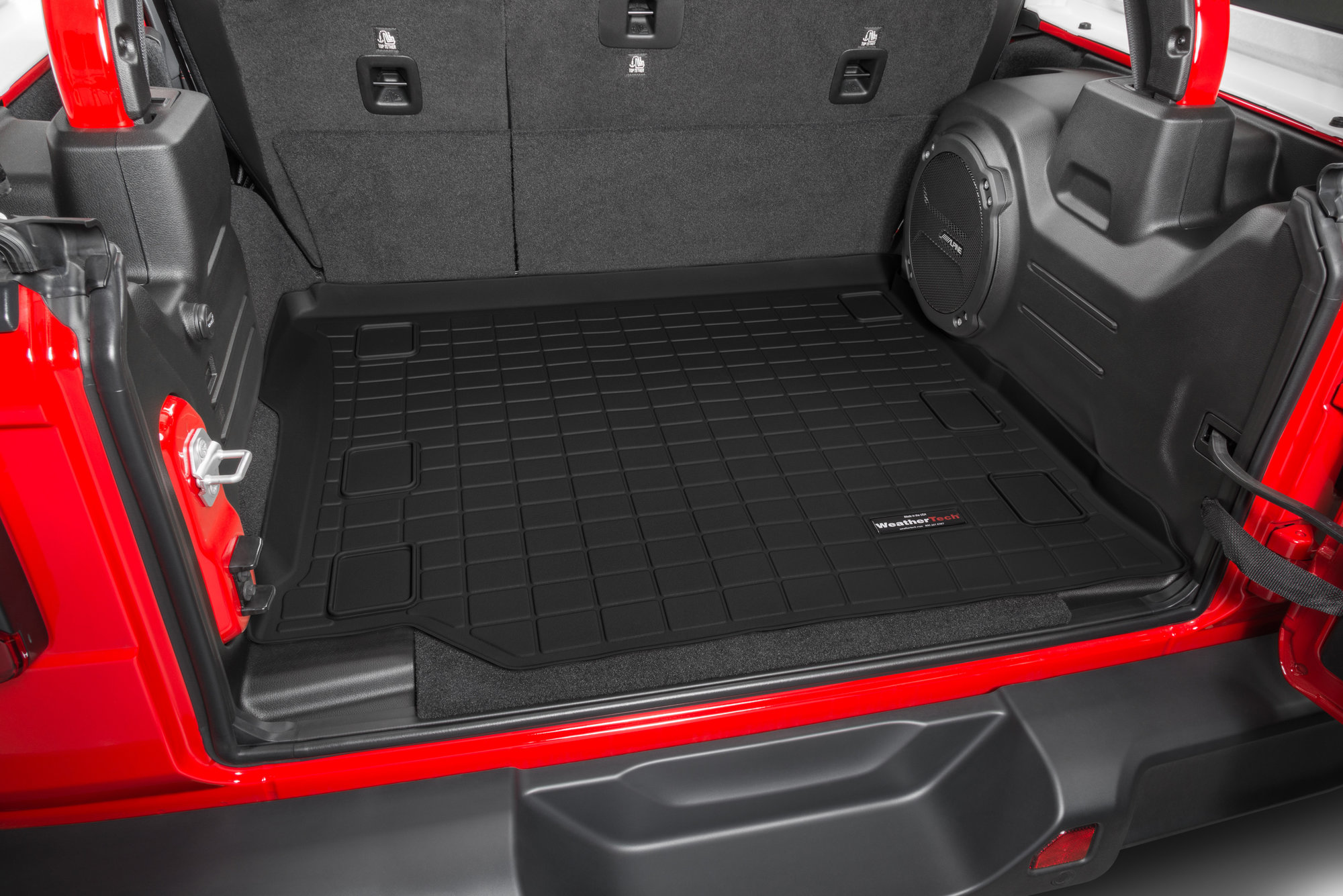 WeatherTech Rear Cargo Liner in Black for 18-22 Jeep Wrangler JL Unlimited  with Cloth Seats | Quadratec