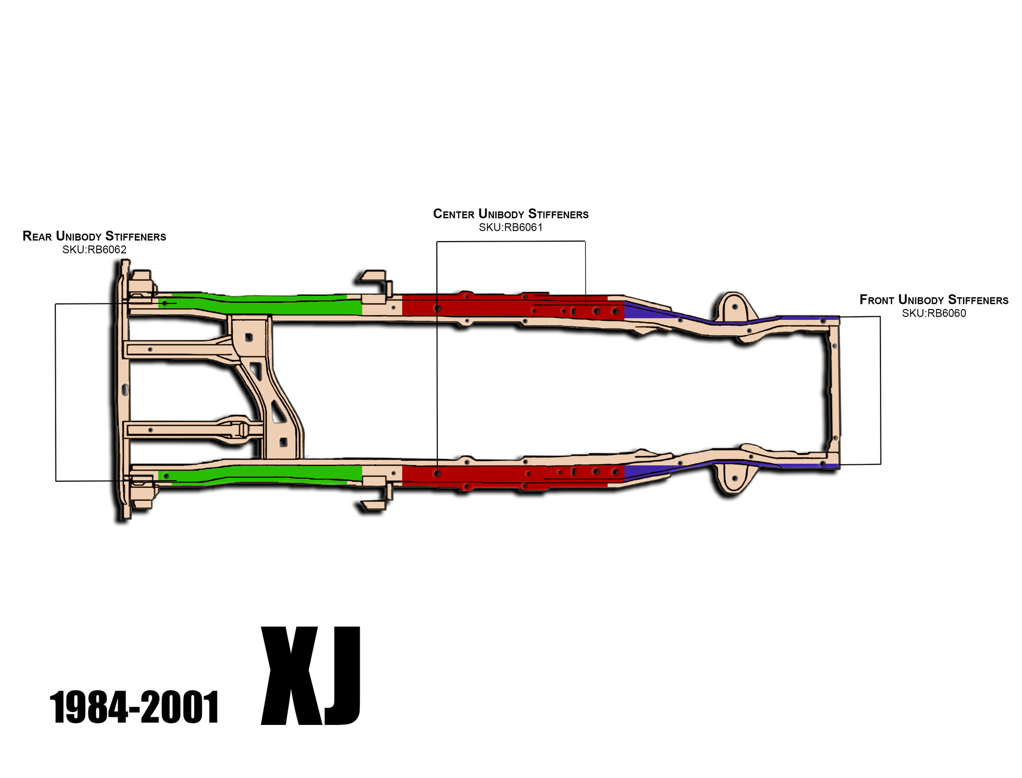 Rust Buster Unibody Stiffeners For 84 01 Jeep Cherokee Xj Quadratec