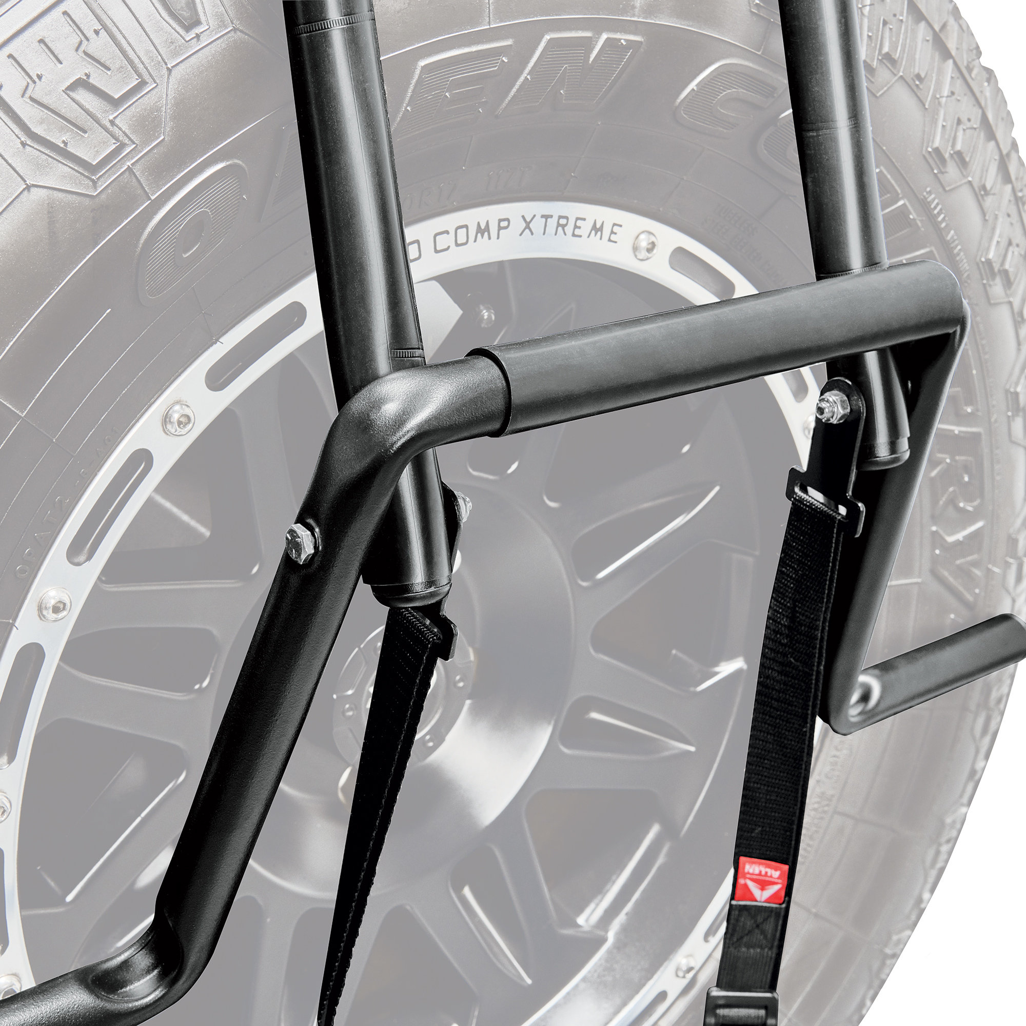 Black Allen Sports Deluxe 2-Bike Spare Tire Rack 