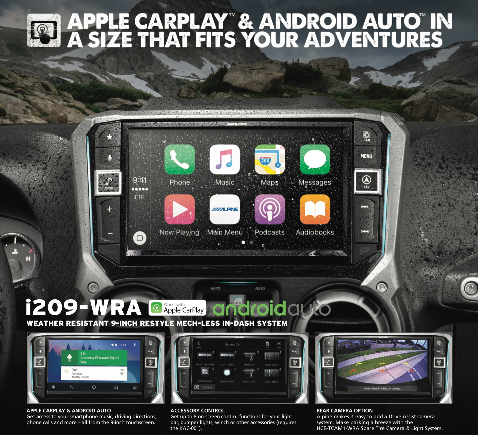 Alpine i209WRA 9" In Dash Restyle System for 1118 Jeep Wrangler JK